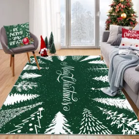 GARVEE Christmas Rug Washable Area Rugs 4x6 Rug for Living Room Non Slip Entryway Rug Soft Non Shedding Throw Rugs Stain Resistant Room Decor Carpet for Dining Room Green 4'x6'