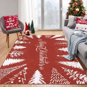 GARVEE Christmas Rug Washable Area Rugs 5x7 Rug for Living Room Non Slip Soft Non Shedding Throw Rugs Stain Resistant Room Decor Carpet for Dining Room Red 5'x7'