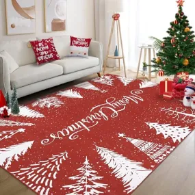 GARVEE Christmas Washable Rug 8x10 Rug for Living Room Non Slip Soft Non Shedding Throw Rugs Large Area Rug for Bedroom Decor Stain Resistant Carpet for Dining Room Red 8'x10'