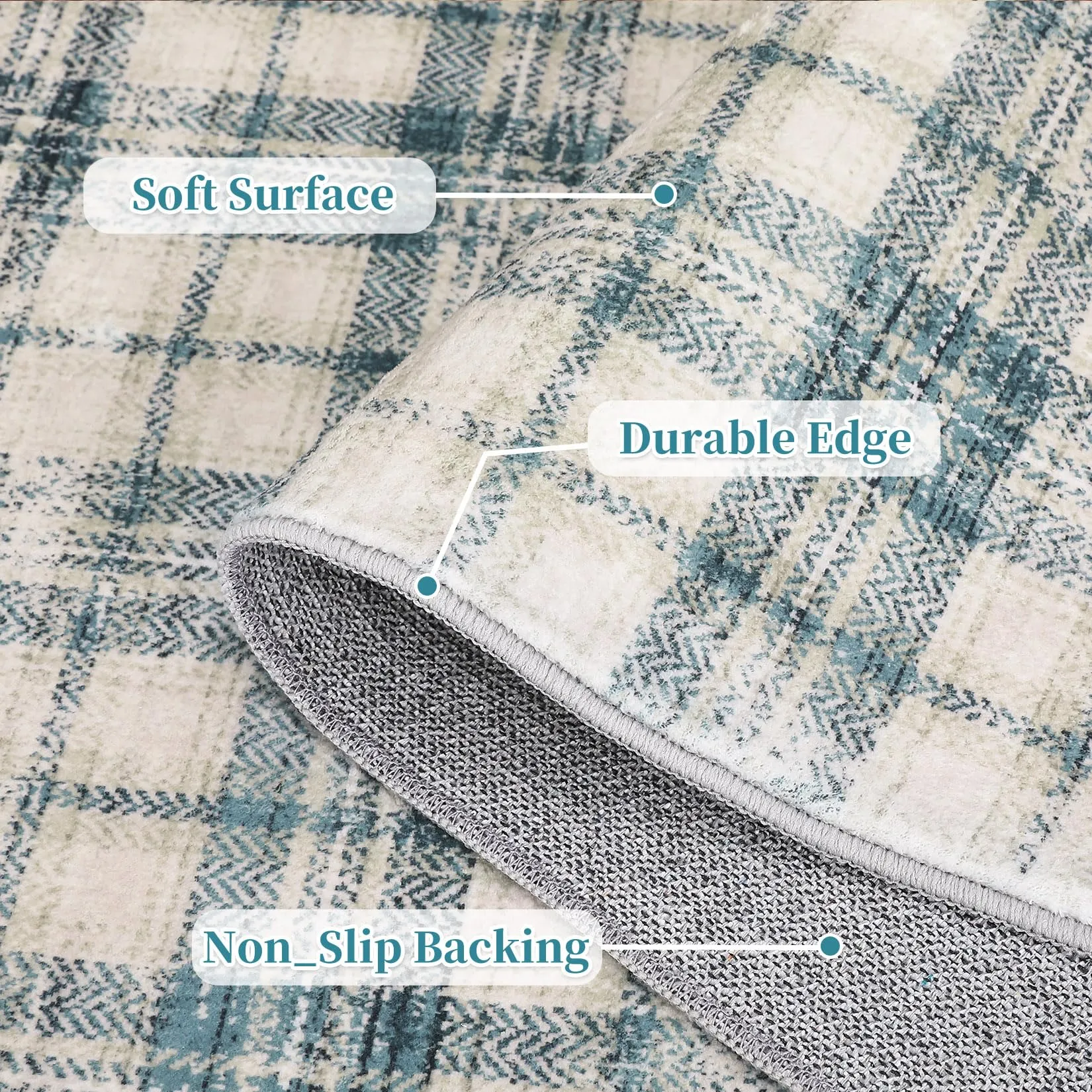 GARVEE Plaid Area Rugs 4x6 Rug for Living Room Washable Rugs Modern Rug Farmhouse Non Slip Throw Rugs Tartan Bedroom Rugs Soft Rug No Shedding Area Rugs for Entryway Office Rug Green/Beige 4'x6'