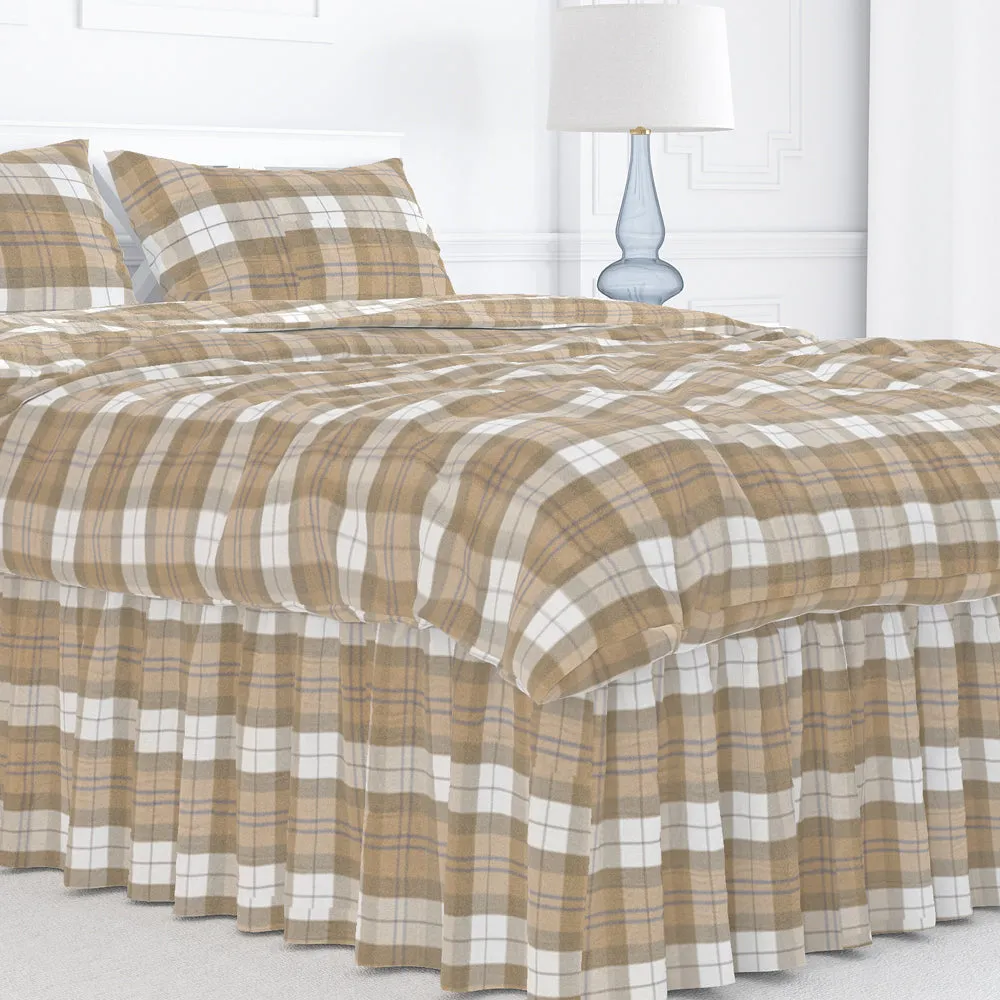 Gathered Bedskirt in Leland Golden Tartan Plaid