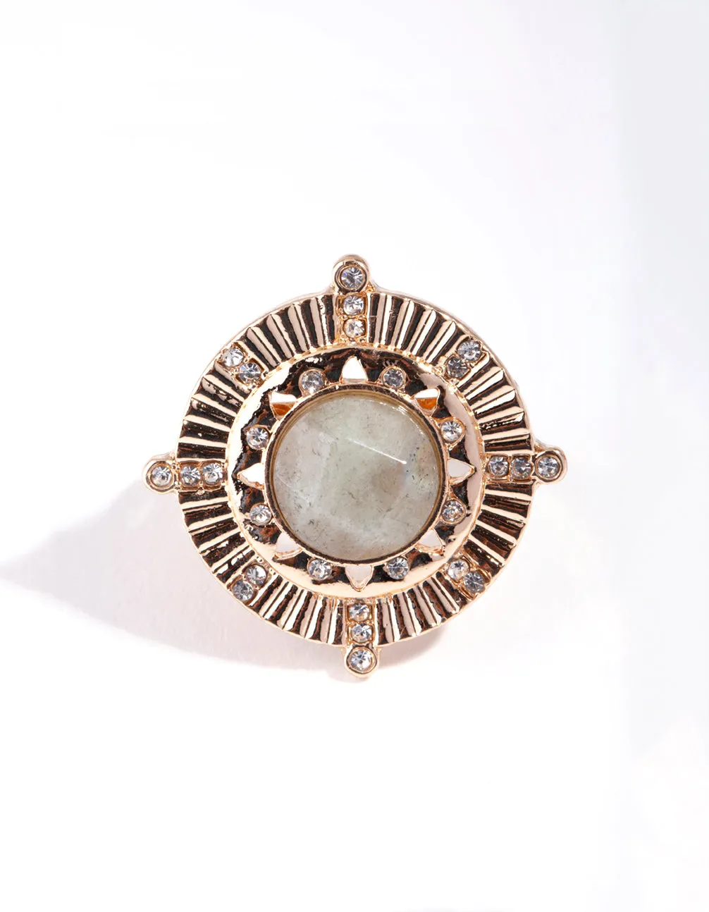 Gold Medallion Stone Ring