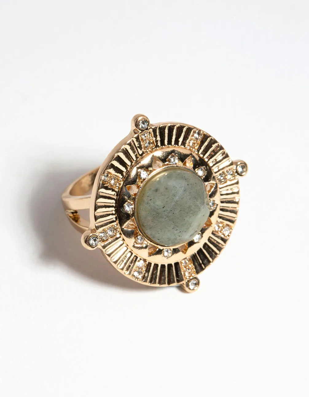 Gold Medallion Stone Ring