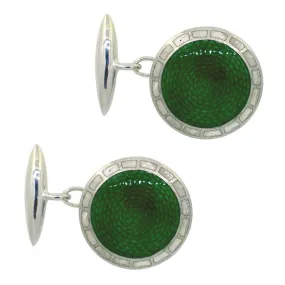 Green & White Enamel Cufflinks