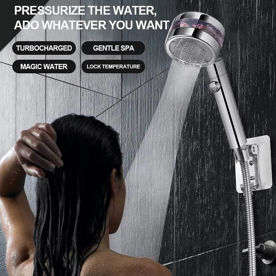 High Pressure Turbocharged Shower Head Built-in Turbo Fan, Dual Spray Option Double Outlet Panel