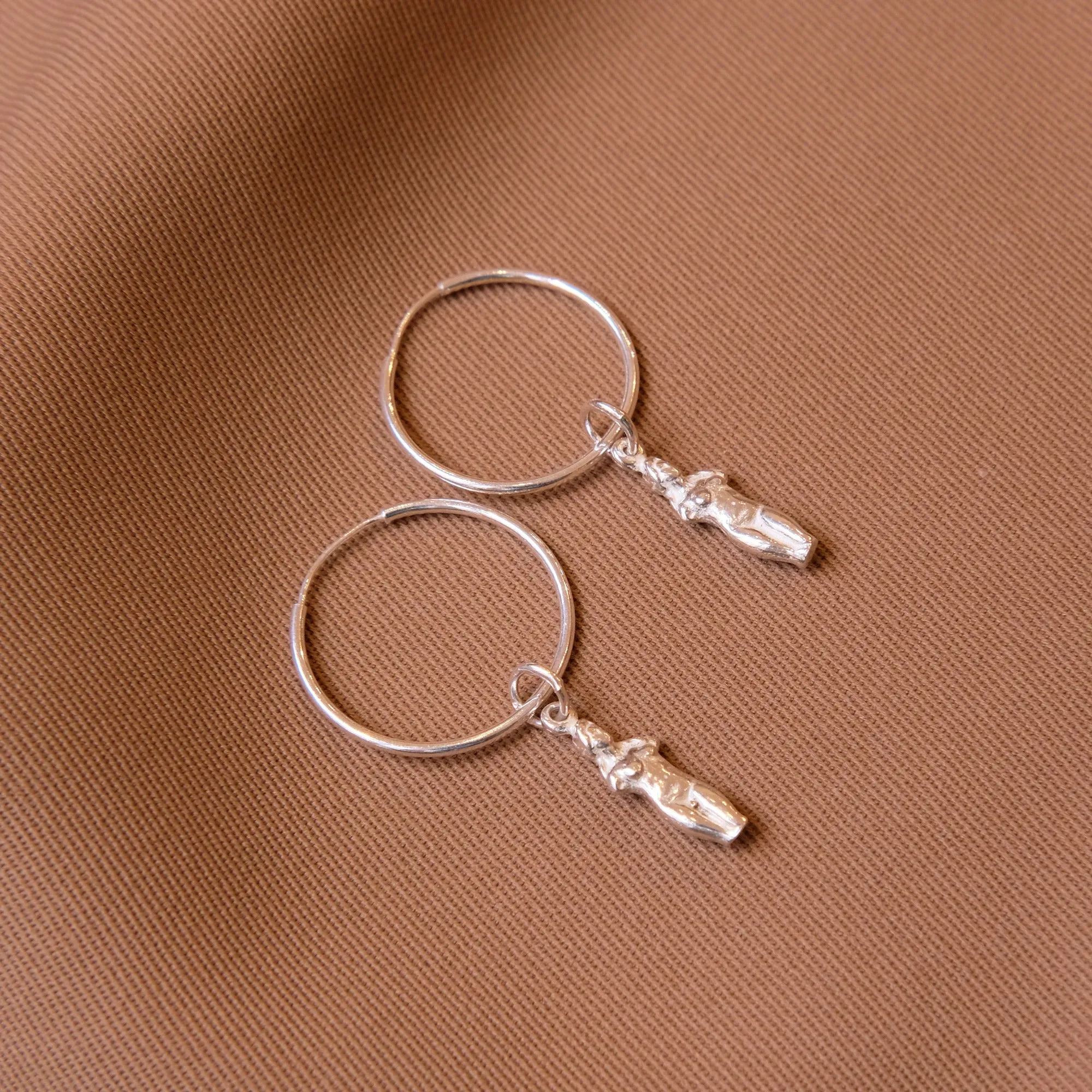 Hoop Earrings with Double Aphrodite Pendant