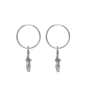 Hoop Earrings with Double Aphrodite Pendant