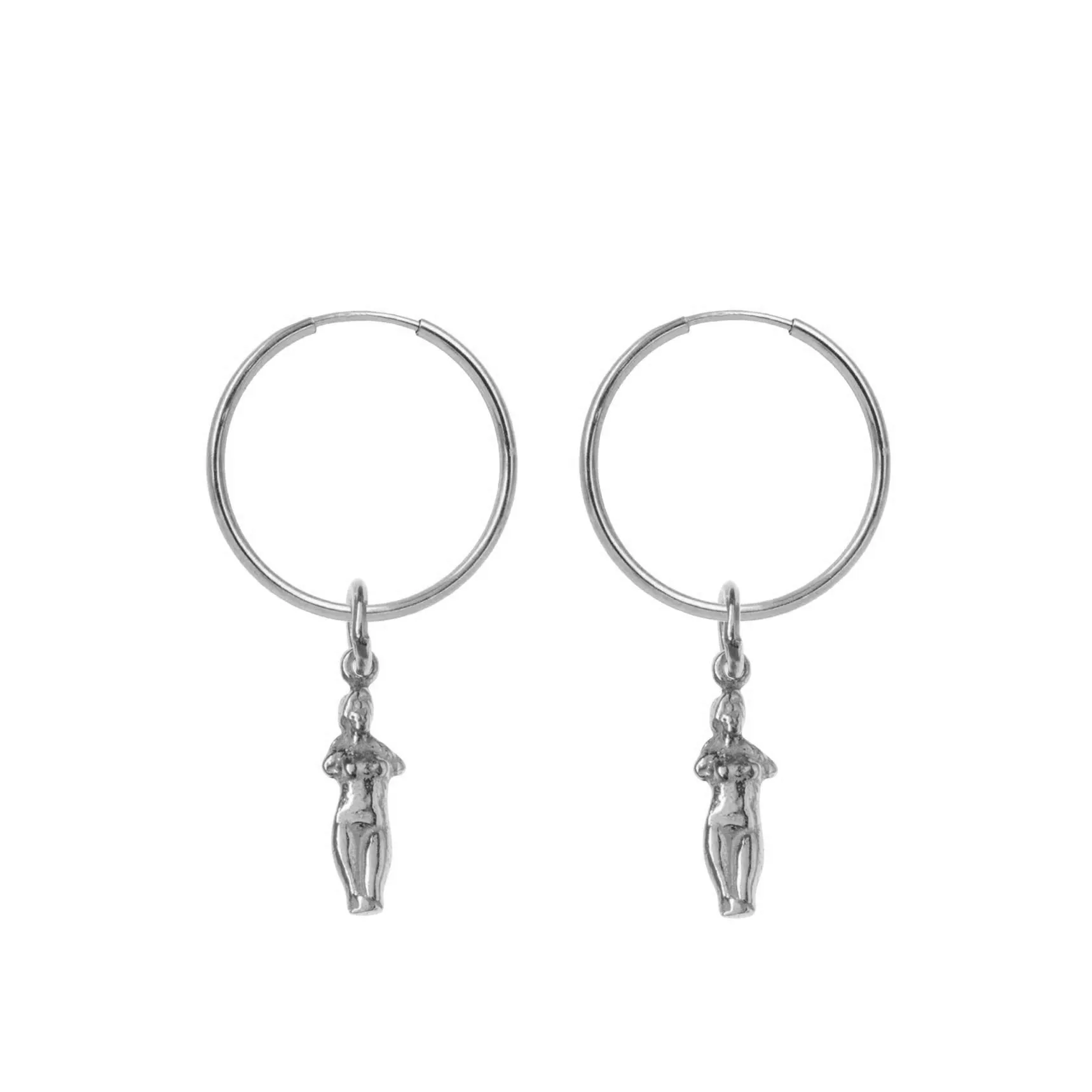 Hoop Earrings with Double Aphrodite Pendant