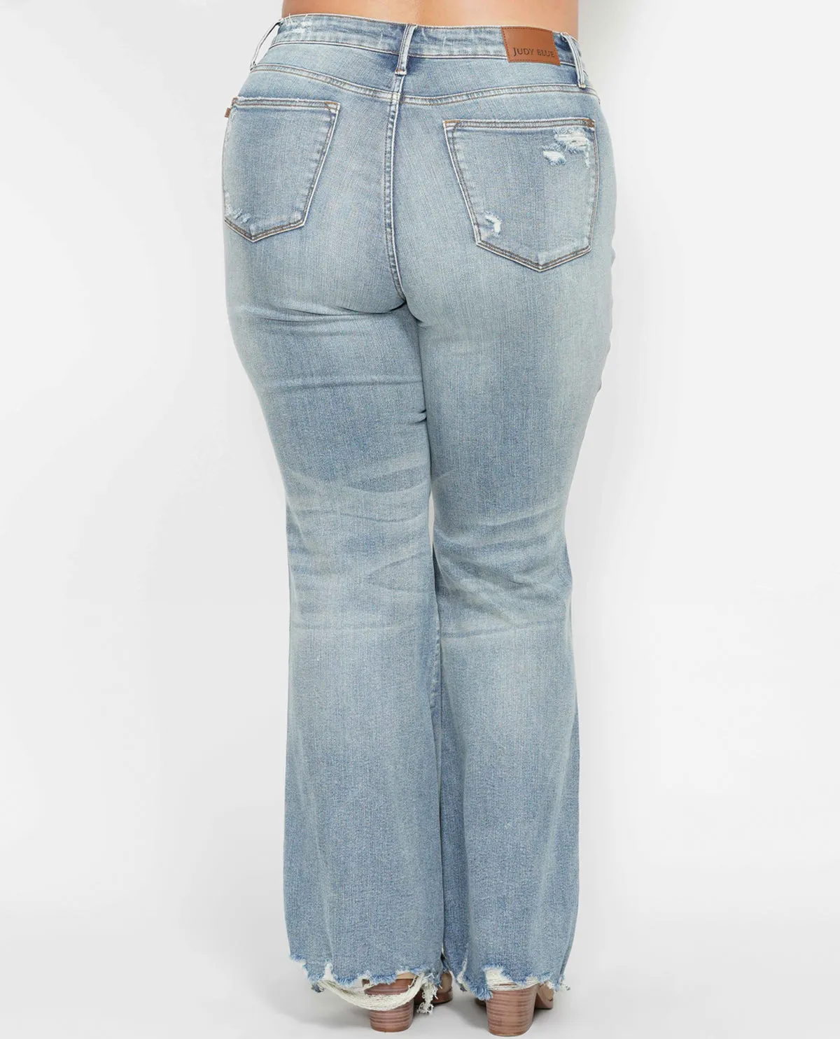 Judy Blue Mid Rise Tummy Control Destroy Flare Jean