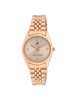 JULIA Round Face Roman Numeral Link Watch in Rose Gold, 30mm