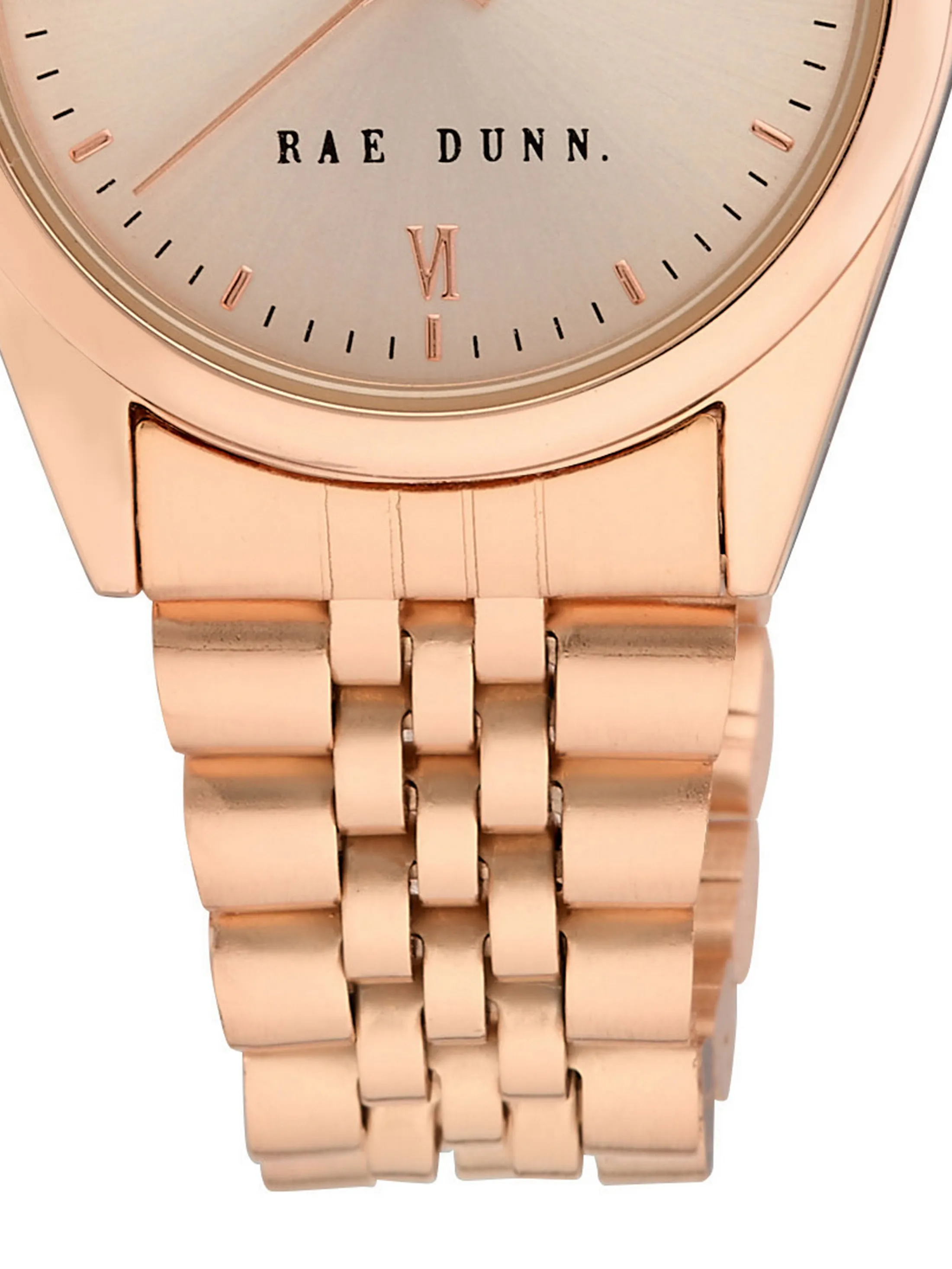 JULIA Round Face Roman Numeral Link Watch in Rose Gold, 30mm