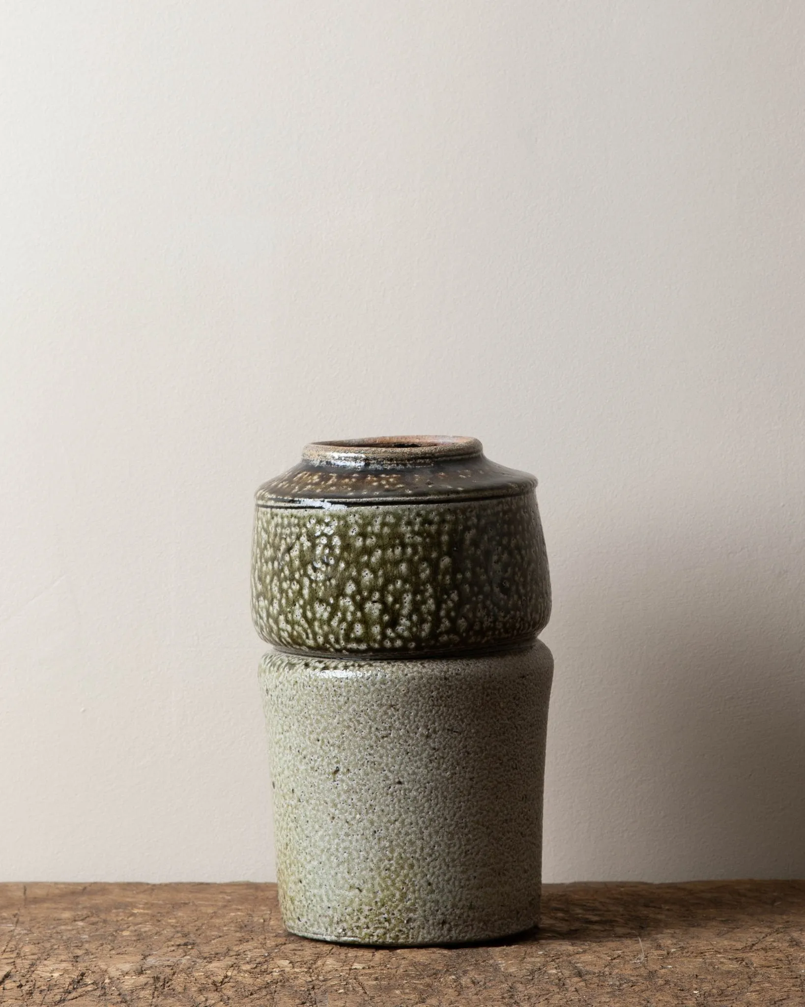 Large Green 2 Tone Studio Pottery Vessel