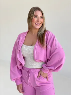 Lazy Wear Cropped Shrug - Pink