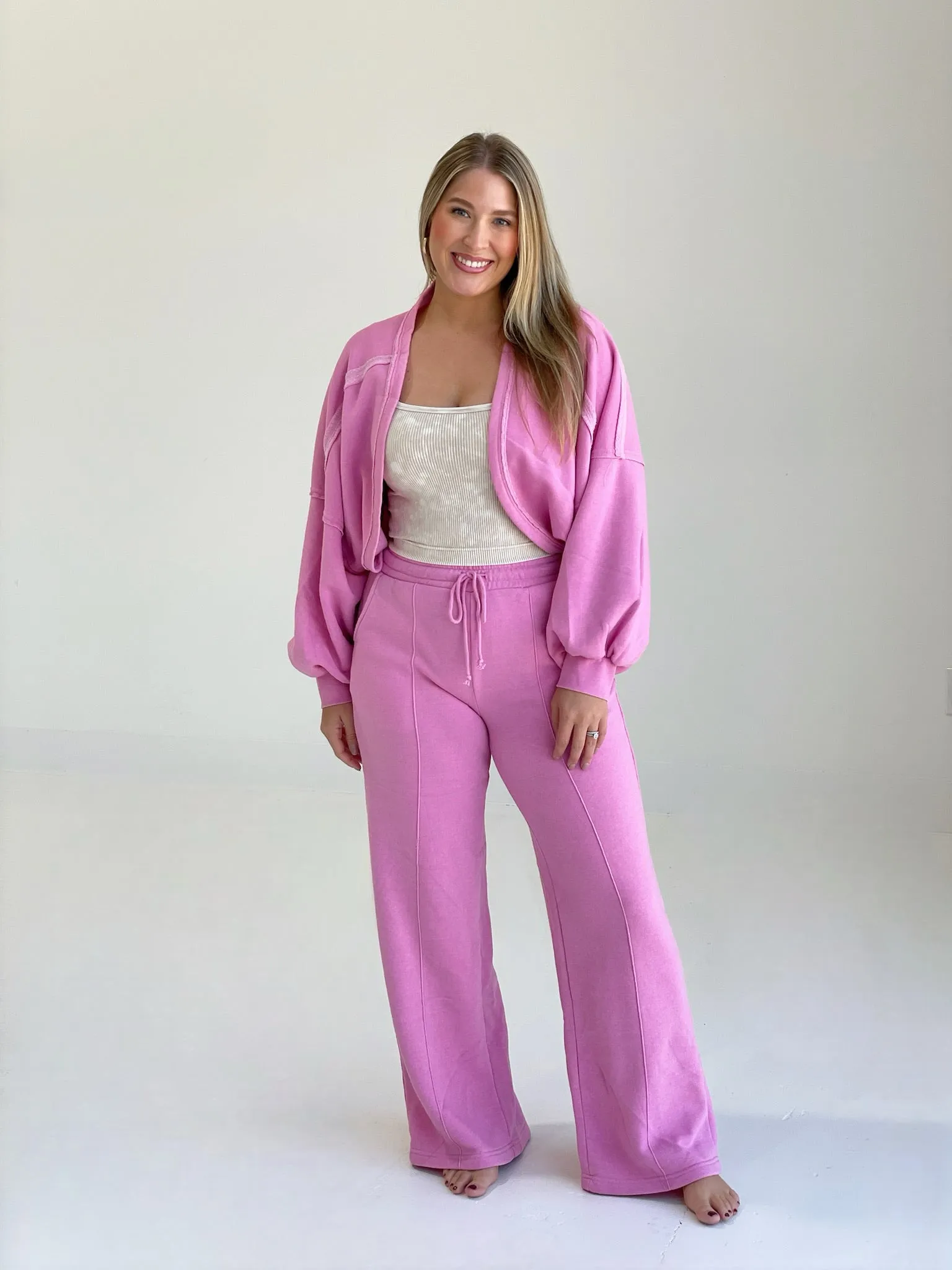 Lazy Wear Cropped Shrug - Pink