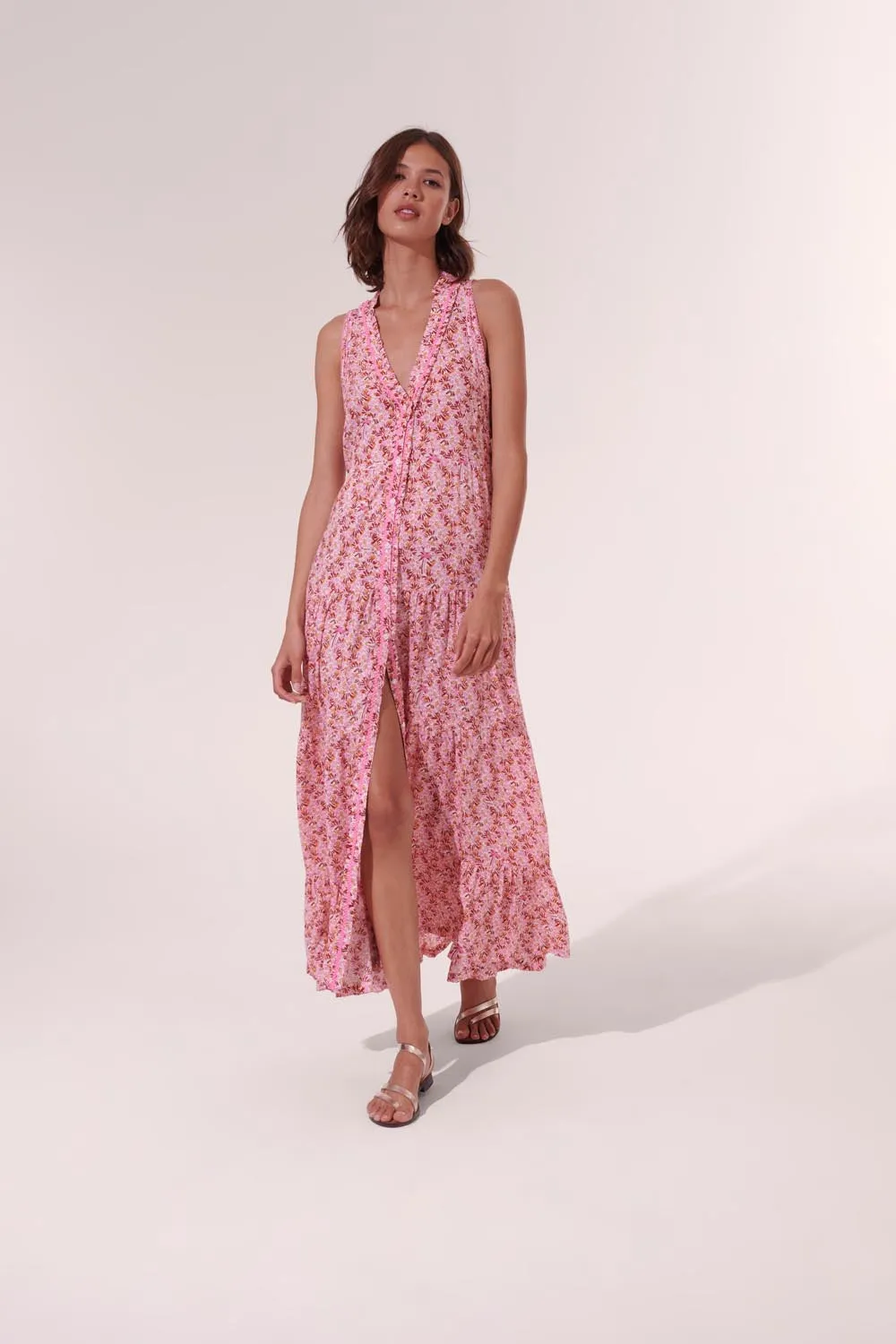 Long Dress Nana - Pink Damask