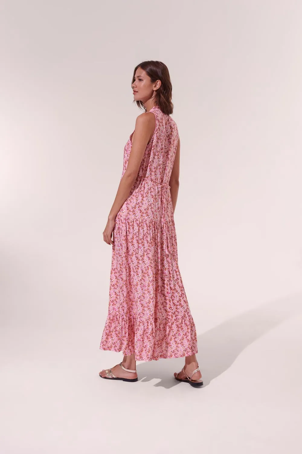 Long Dress Nana - Pink Damask