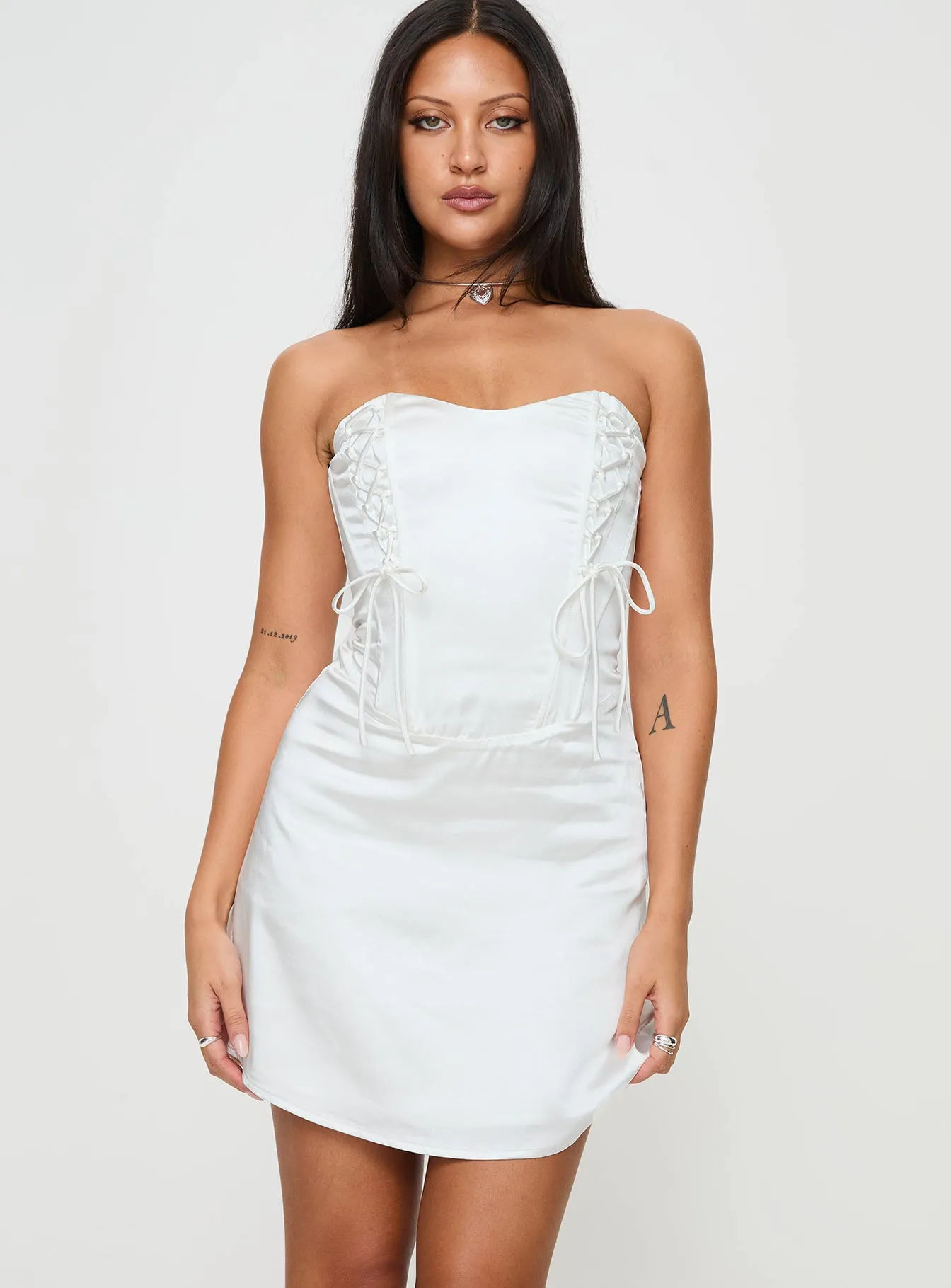 Lorah Corset Mini Dress White