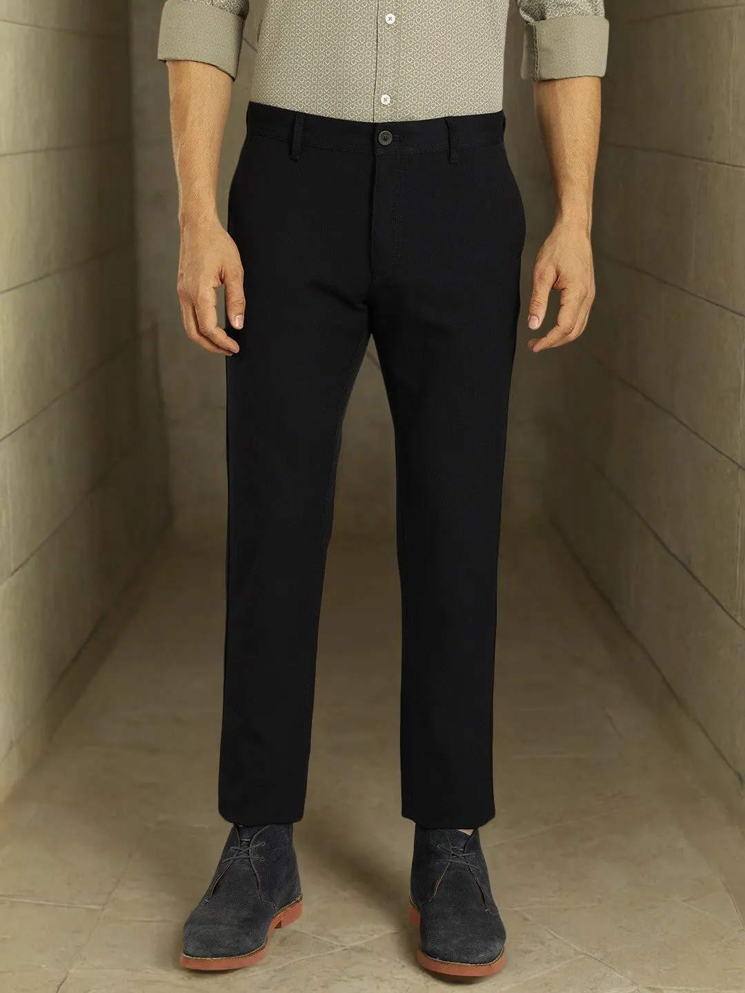 Men Brooklyn Fit Polyester Blend Trouser