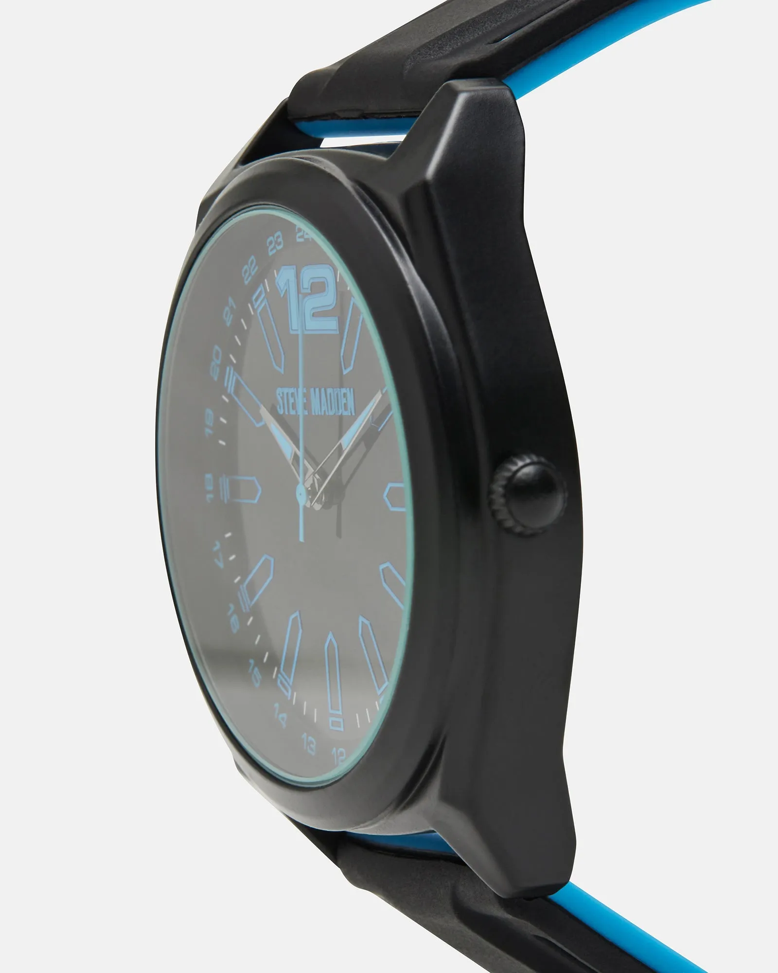 MEN'S SILICONE WATCH BLACK/BLUE