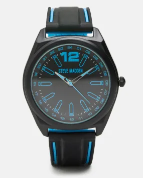 MEN'S SILICONE WATCH BLACK/BLUE