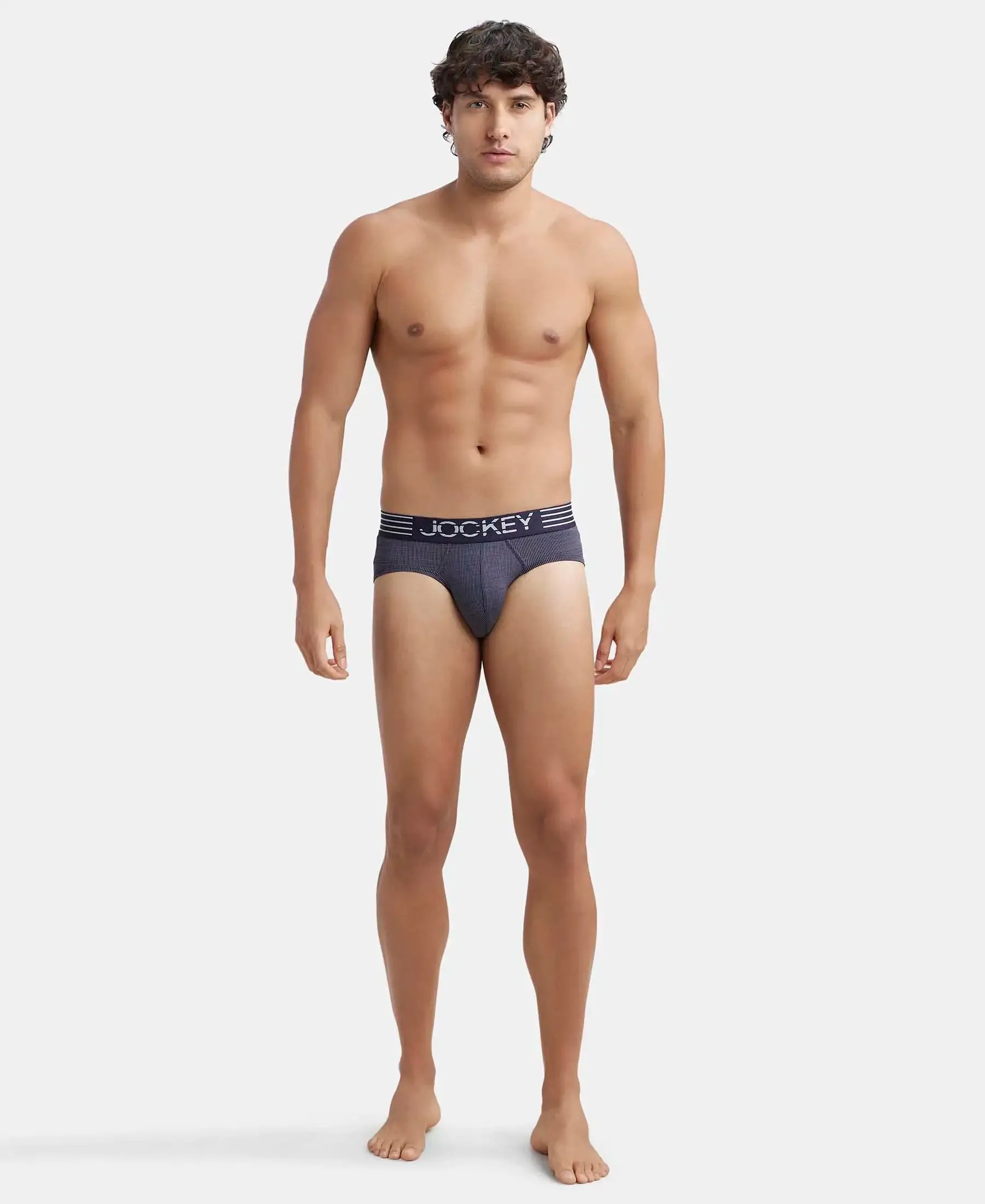 Microfiber Mesh Elastane Stretch Performance Brief with StayDry Technology - True Navy