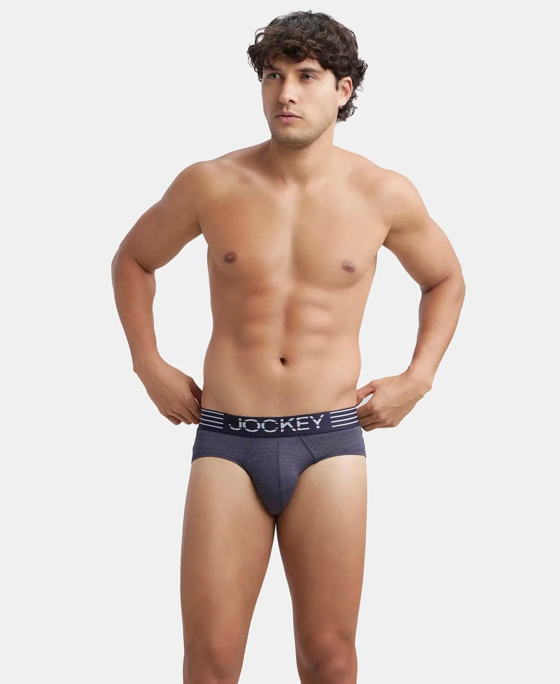 Microfiber Mesh Elastane Stretch Performance Brief with StayDry Technology - True Navy