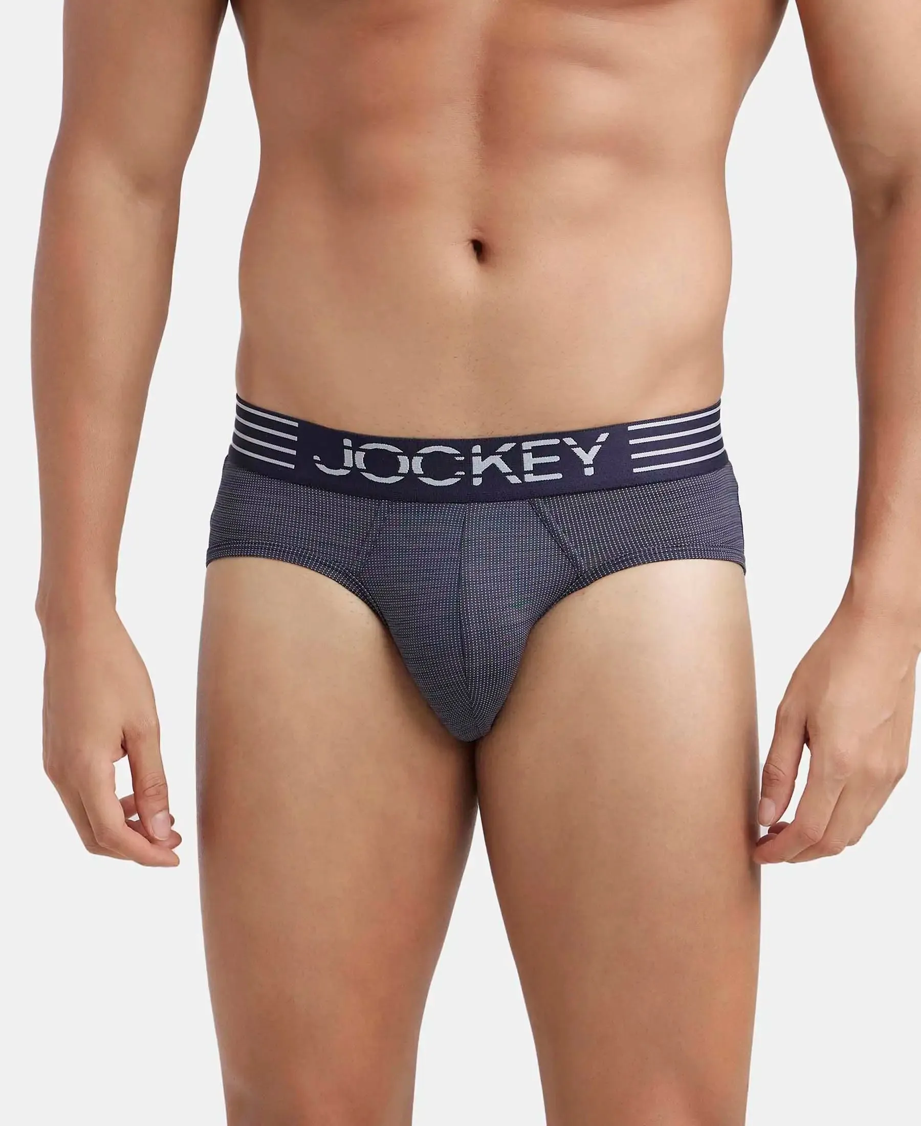 Microfiber Mesh Elastane Stretch Performance Brief with StayDry Technology - True Navy