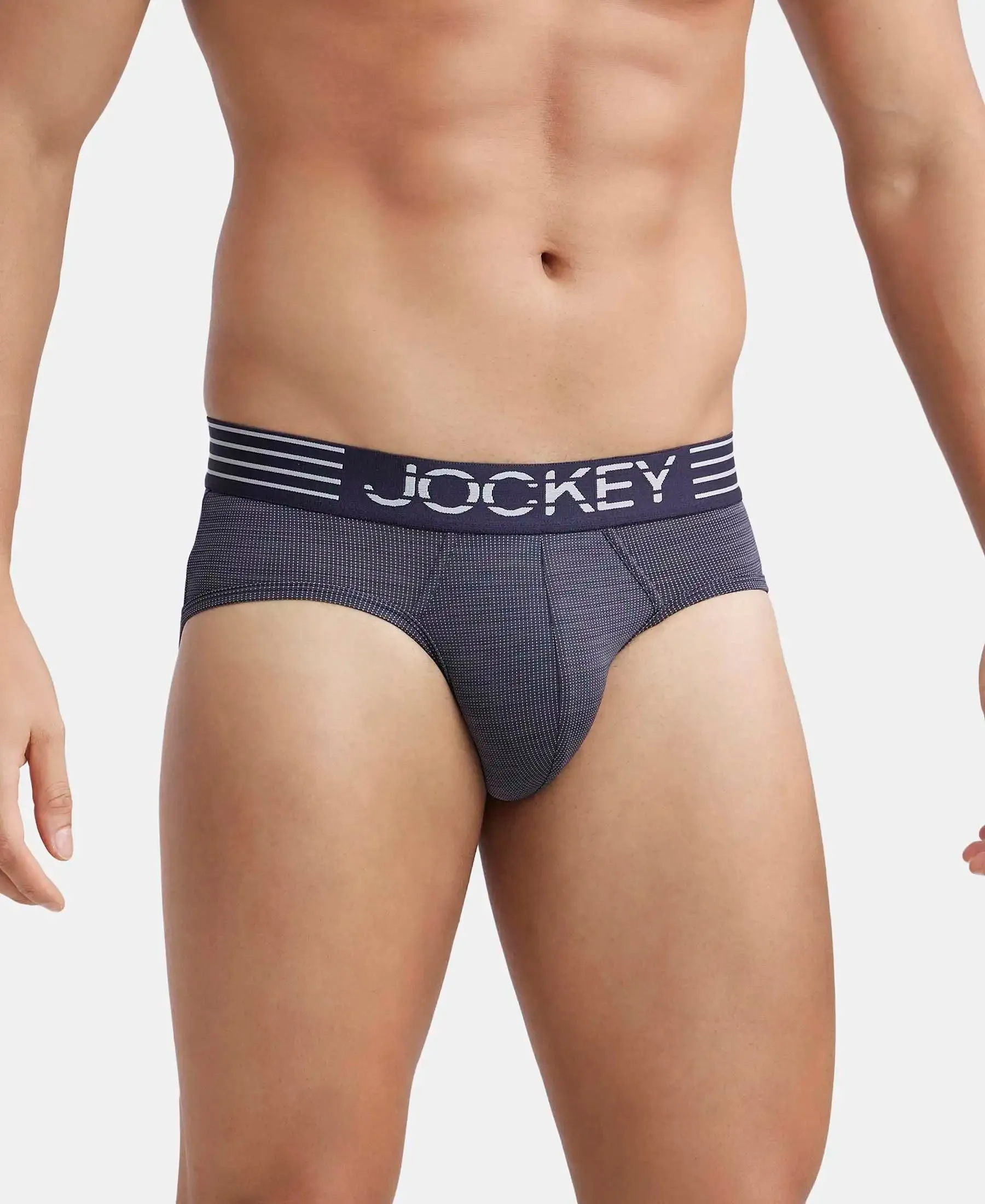 Microfiber Mesh Elastane Stretch Performance Brief with StayDry Technology - True Navy