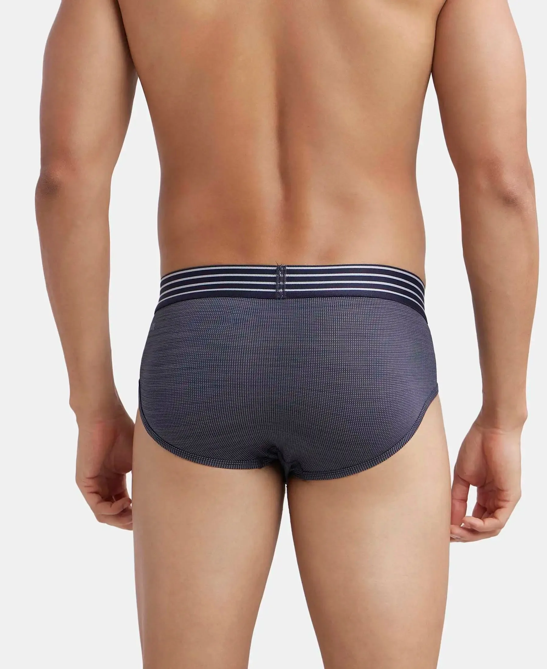 Microfiber Mesh Elastane Stretch Performance Brief with StayDry Technology - True Navy