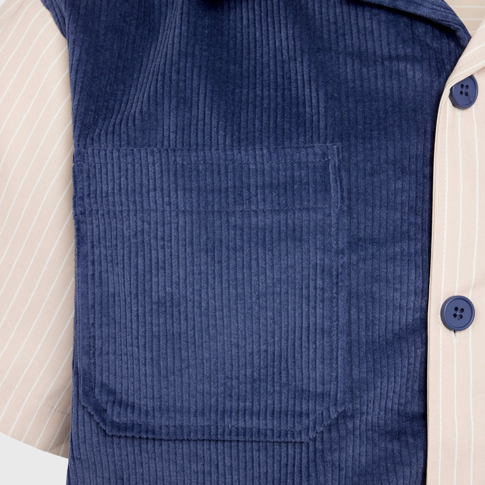 Paneled Corduroy Shirt Navy