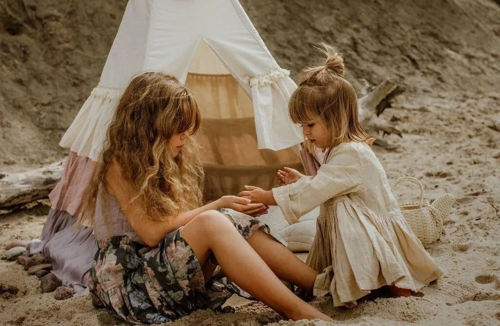 Powder Frills Teepee Tent with Frills and Powder Pink Shell Mat Set