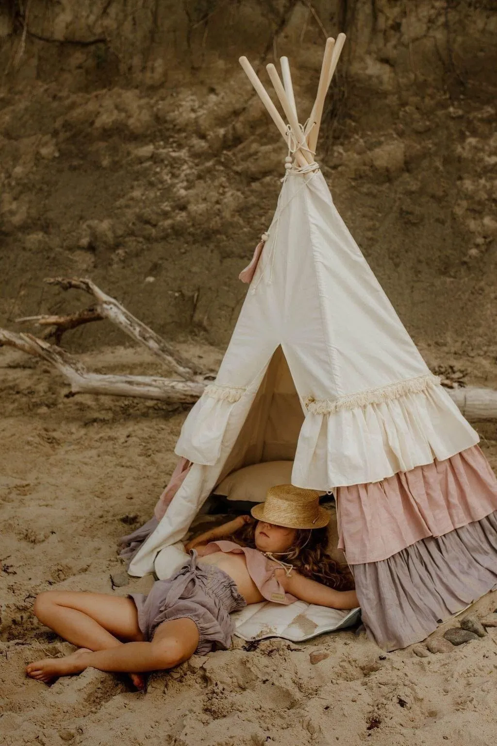 Powder Frills Teepee Tent with Frills and Powder Pink Shell Mat Set