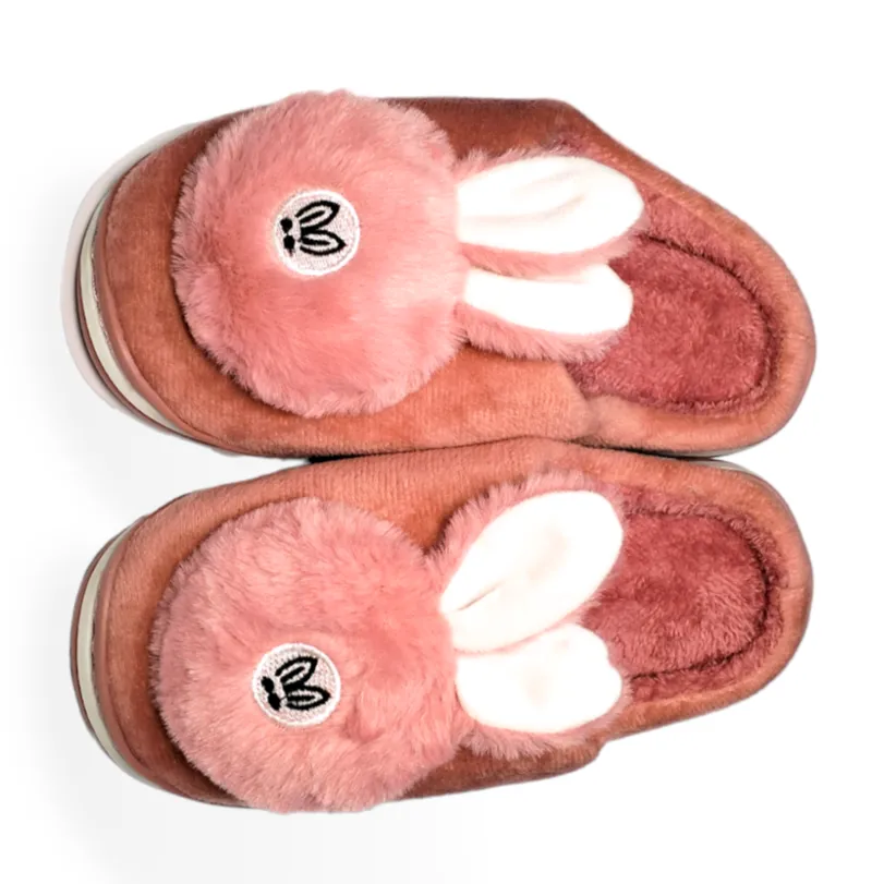 Rabbit Fur Mid Pink Winter Slippers 2644 A