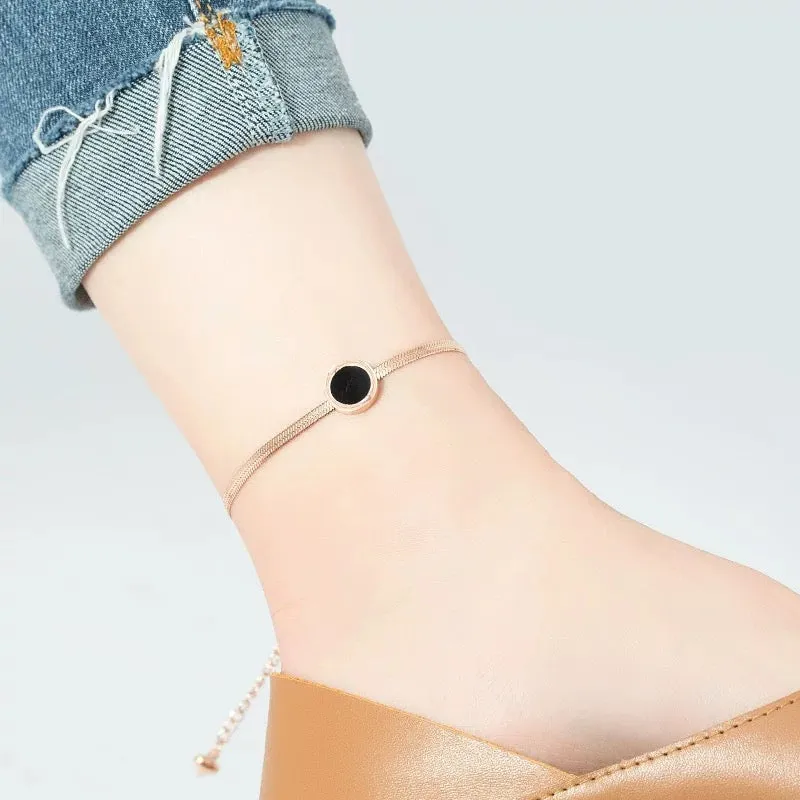 Roman Numeral Herringbone Anklet