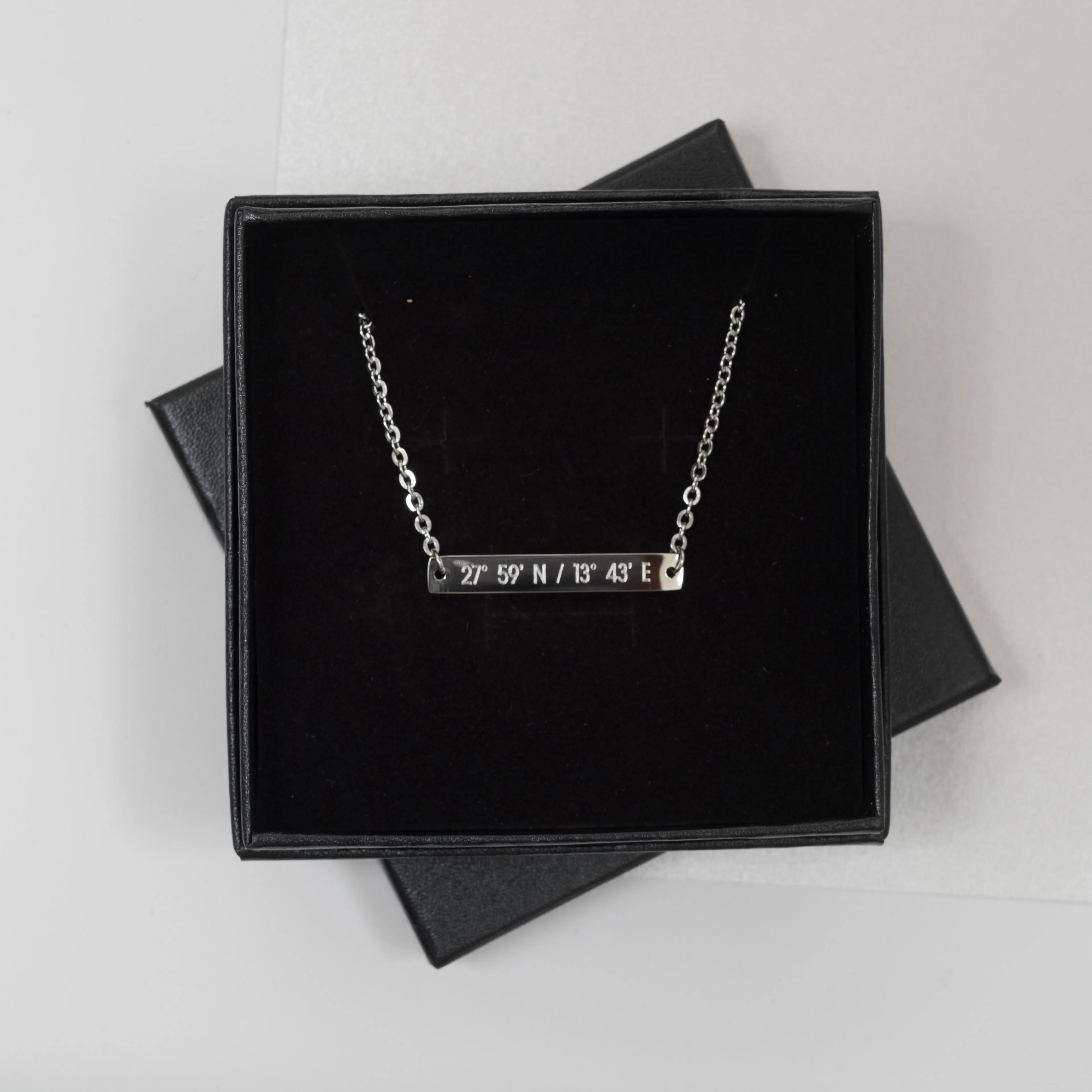 Roman Numeral or Coordinate Bar Necklace - Horizontal