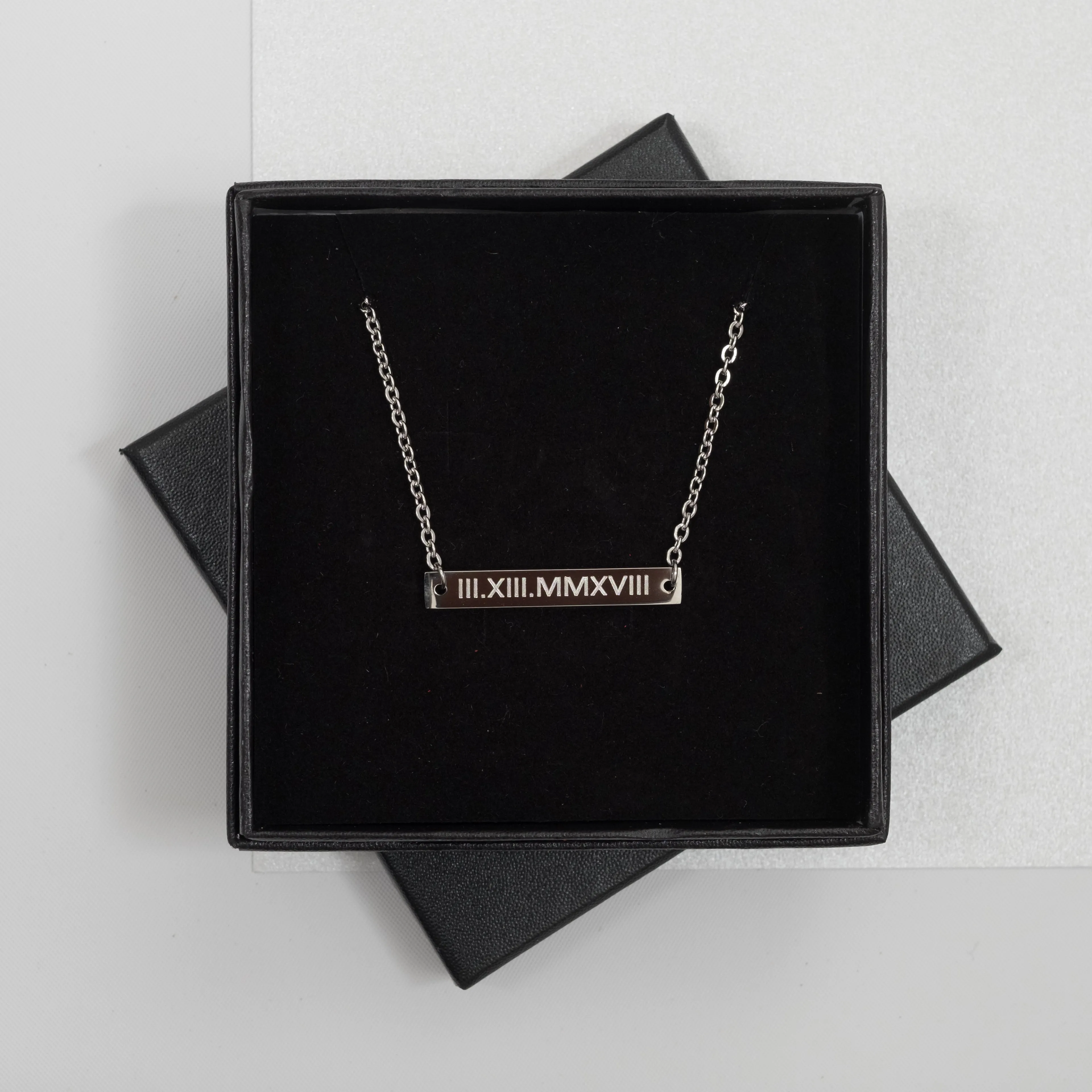 Roman Numeral or Coordinate Bar Necklace - Horizontal