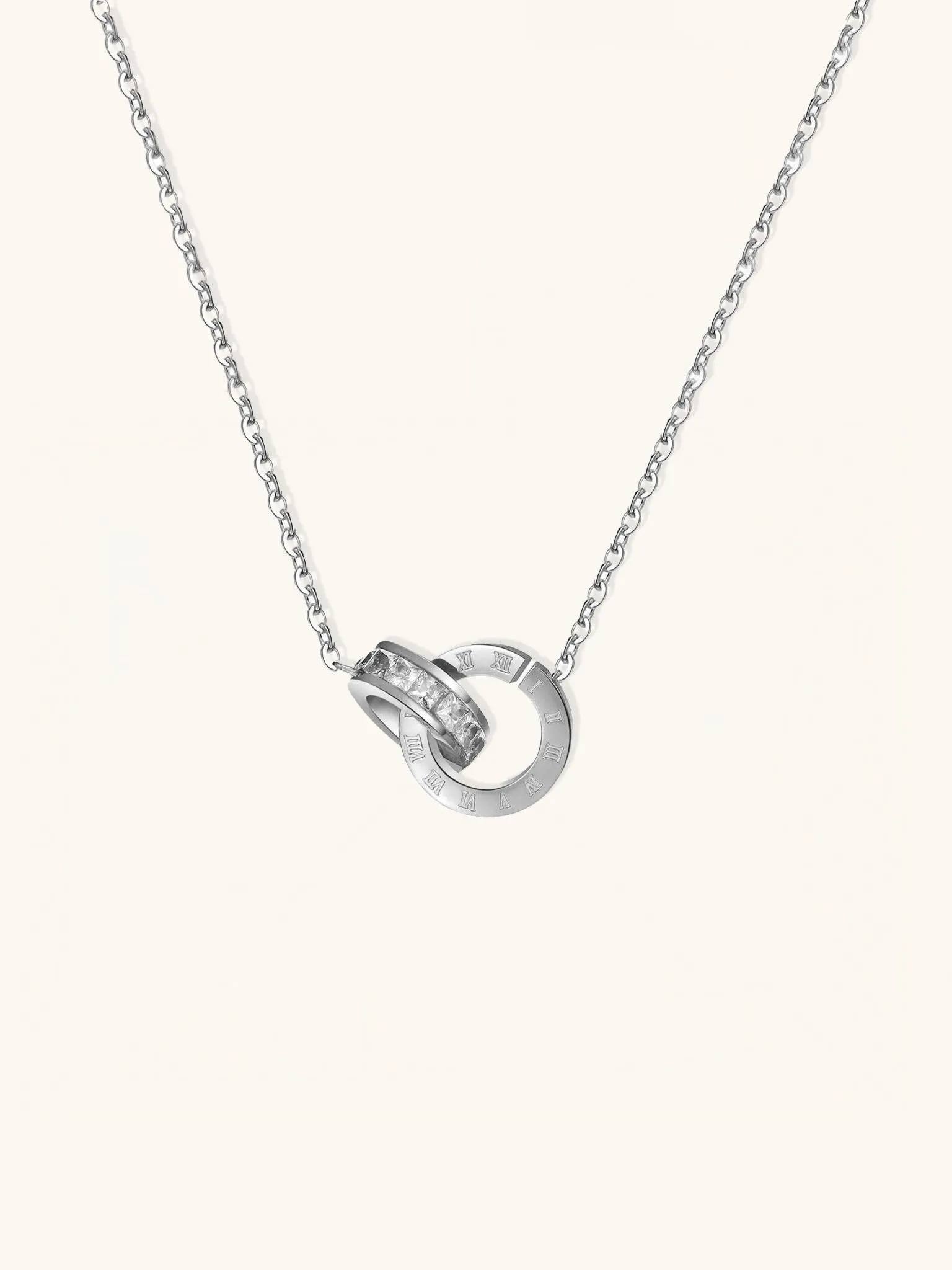 Roman Numerals Diamond Band Necklace