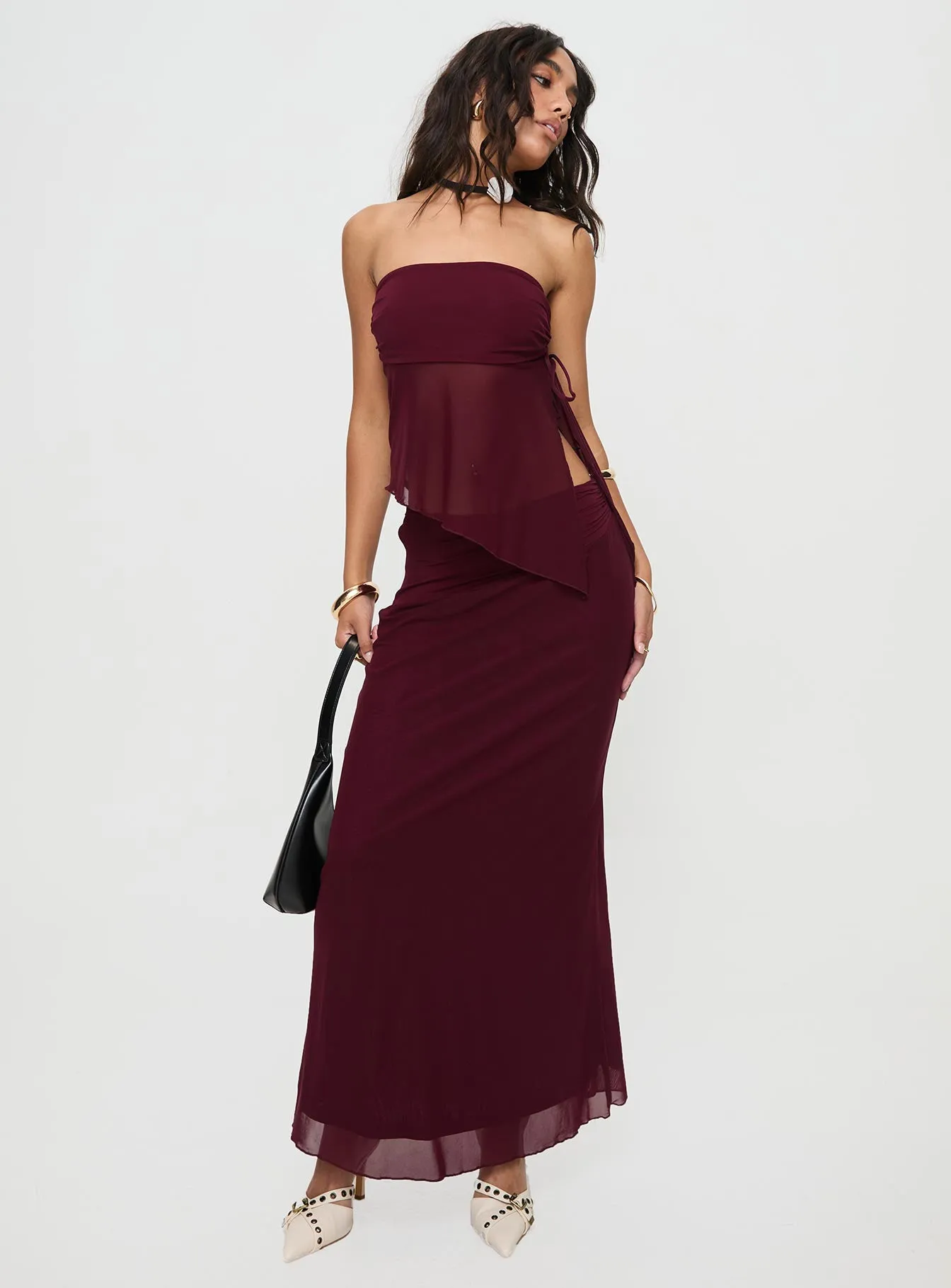 Semara Strapless Set Burgundy