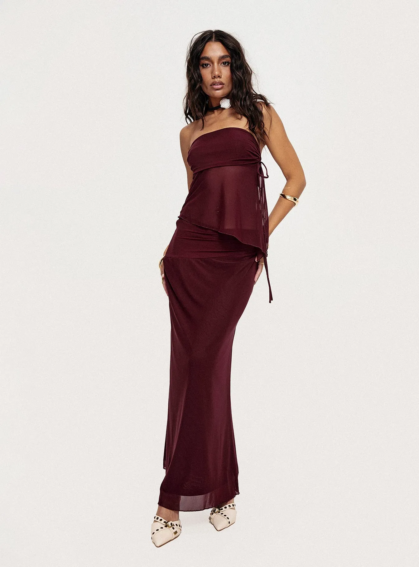 Semara Strapless Set Burgundy