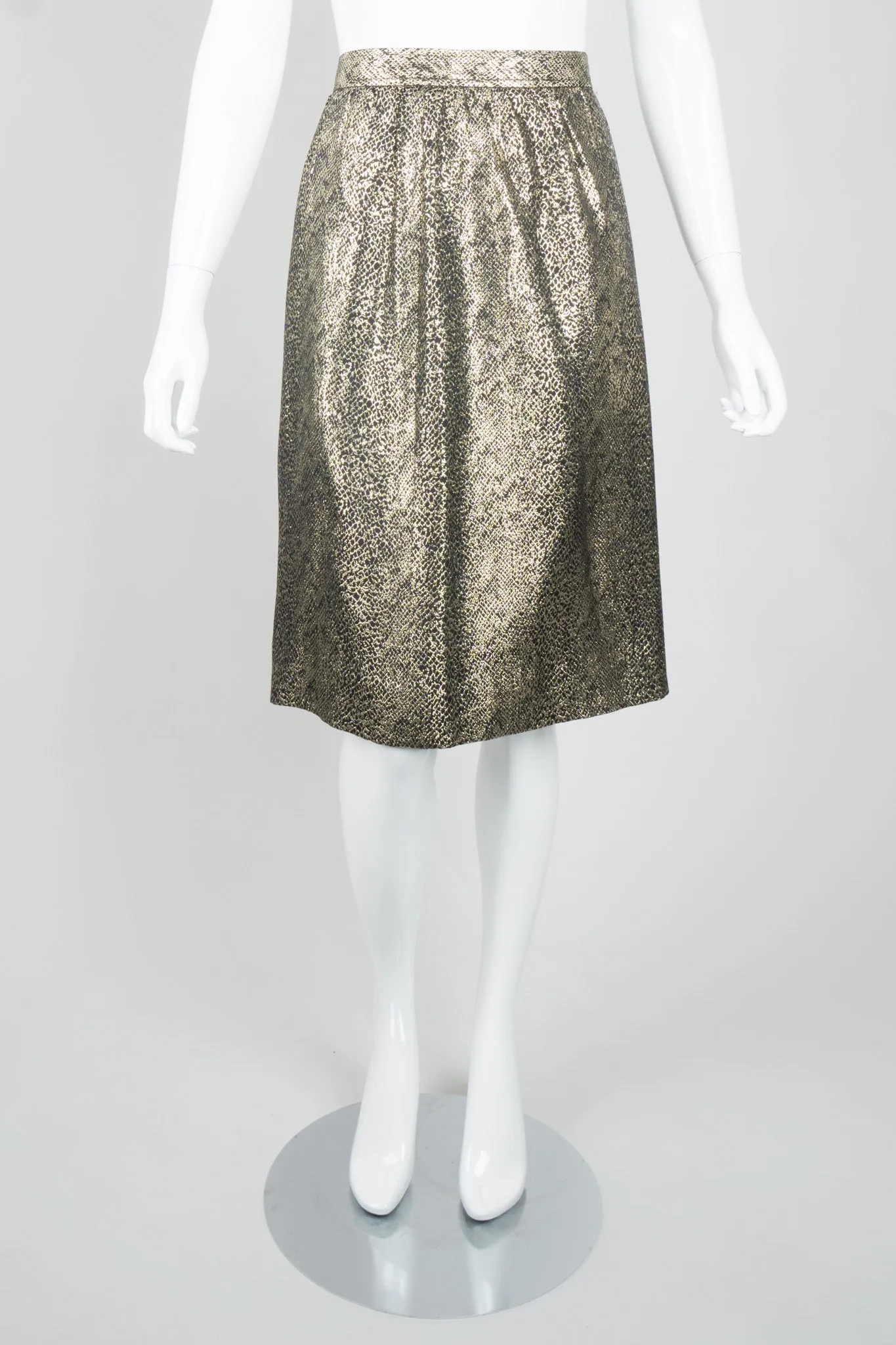 Snake Print Lamé Blouse & Skirt Set