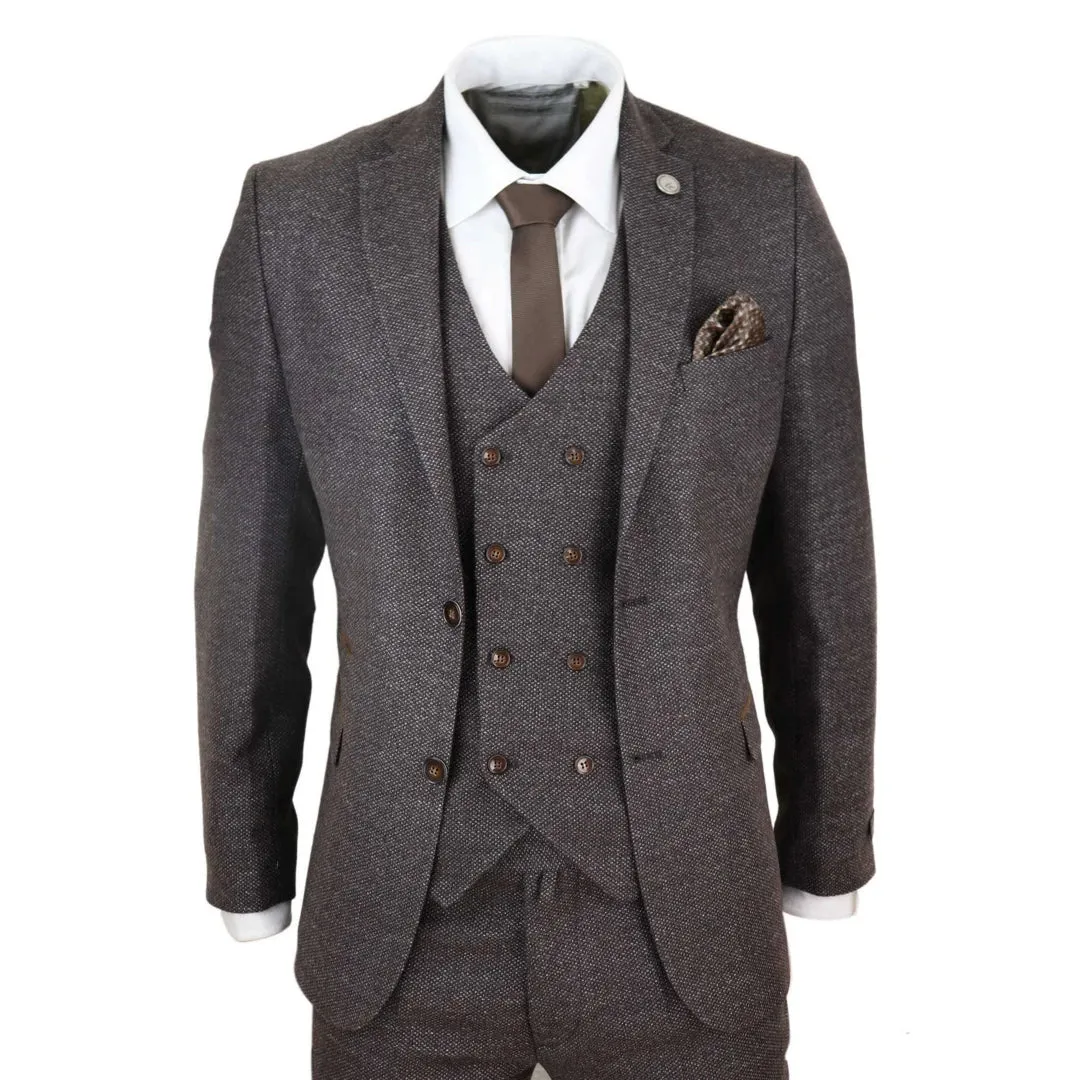 STZ32 - Men's Wool 3 Piece Suit Double Breasted Waistcoat Tweed 1920s