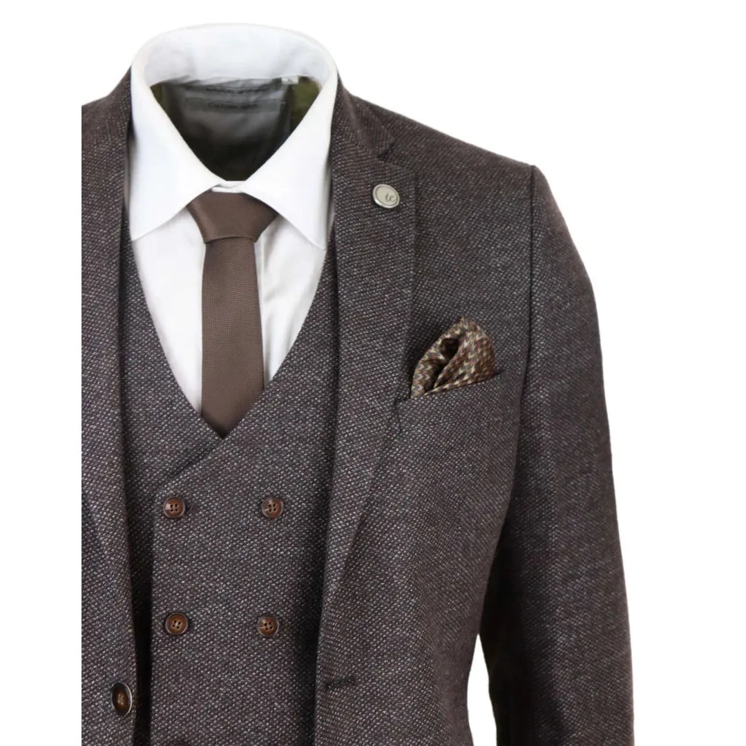 STZ32 - Men's Wool 3 Piece Suit Double Breasted Waistcoat Tweed 1920s