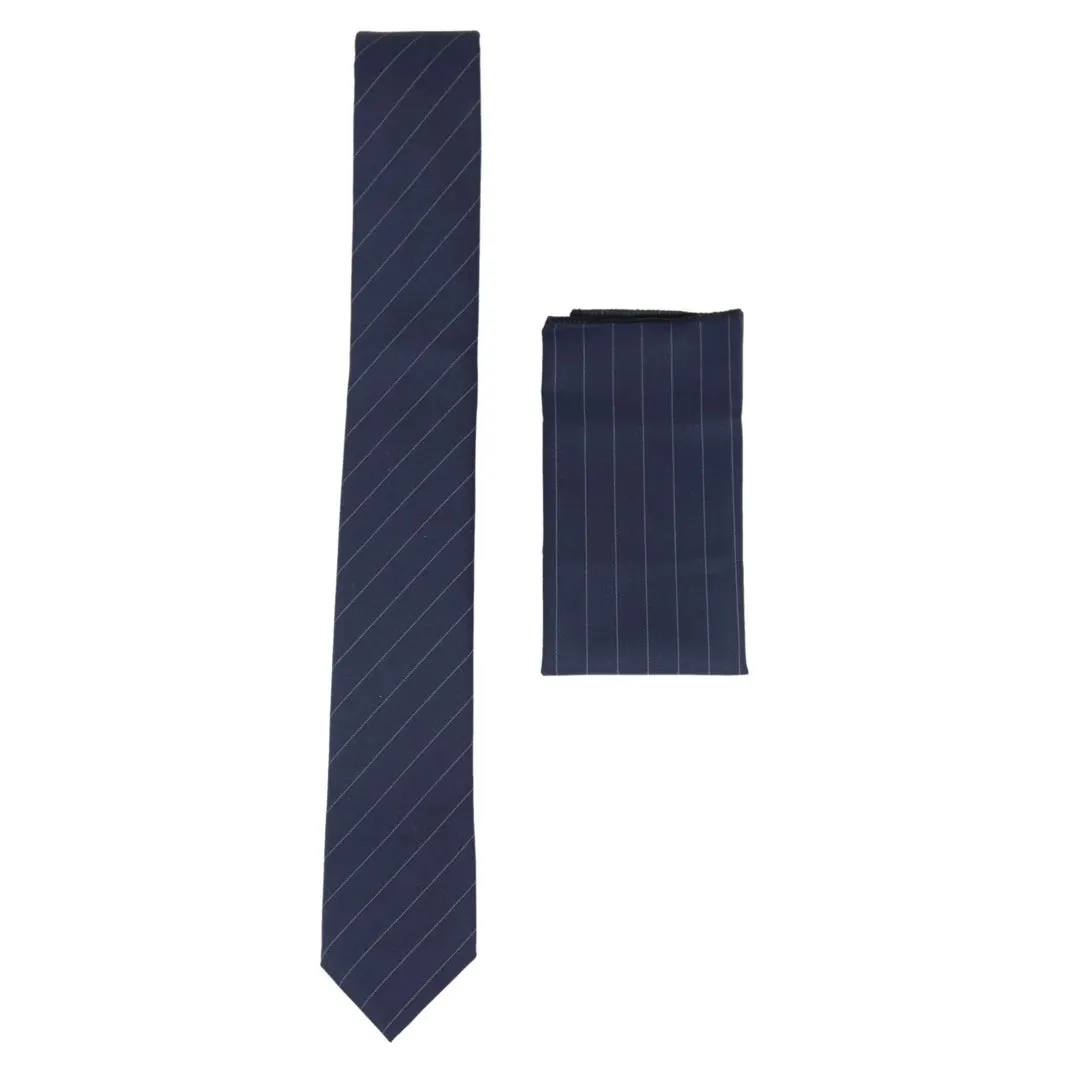 Stz41 - Men's Tie Hankie Pin Stripe Classic Gatsby Peaky Blinders