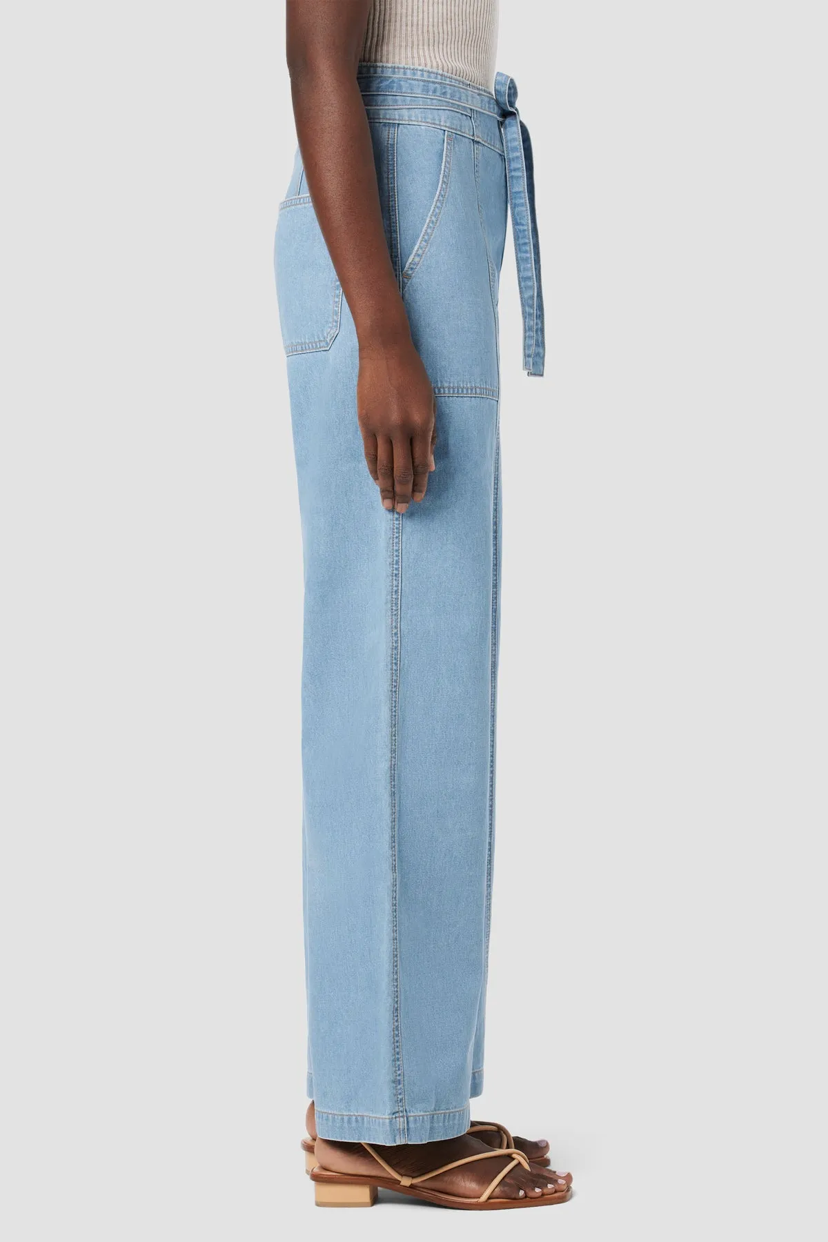 Tie Waist Wide Leg Barefoot Trouser