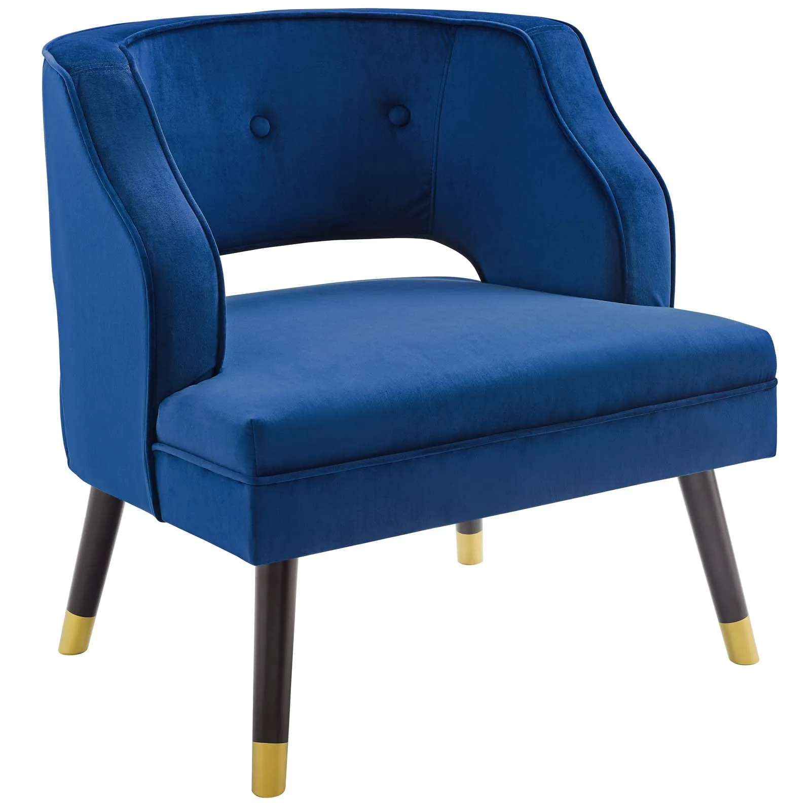 Traipse Button Tufted Open Back Performance Velvet Armchair