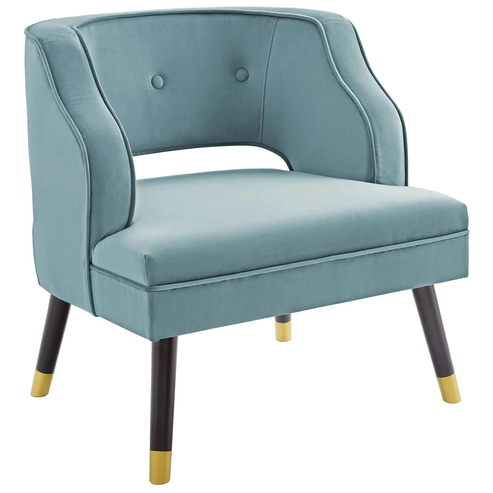 Traipse Button Tufted Open Back Performance Velvet Armchair