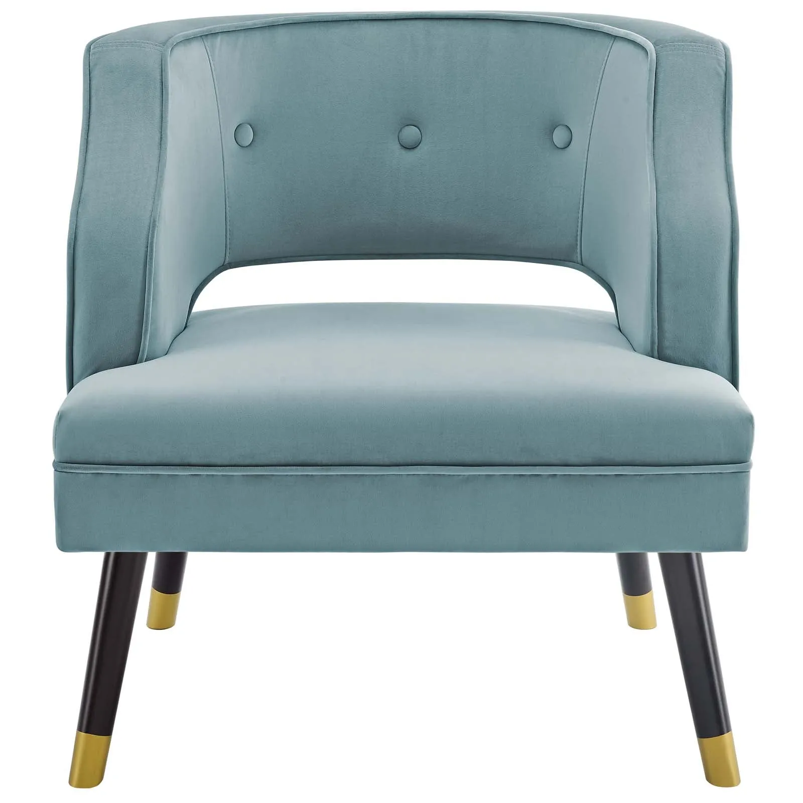 Traipse Button Tufted Open Back Performance Velvet Armchair