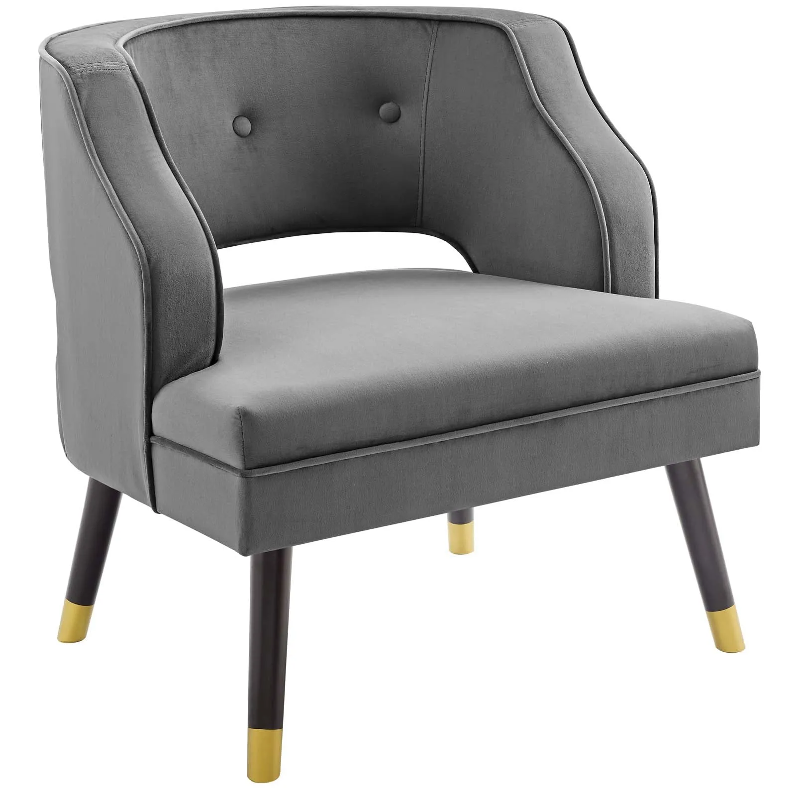 Traipse Button Tufted Open Back Performance Velvet Armchair