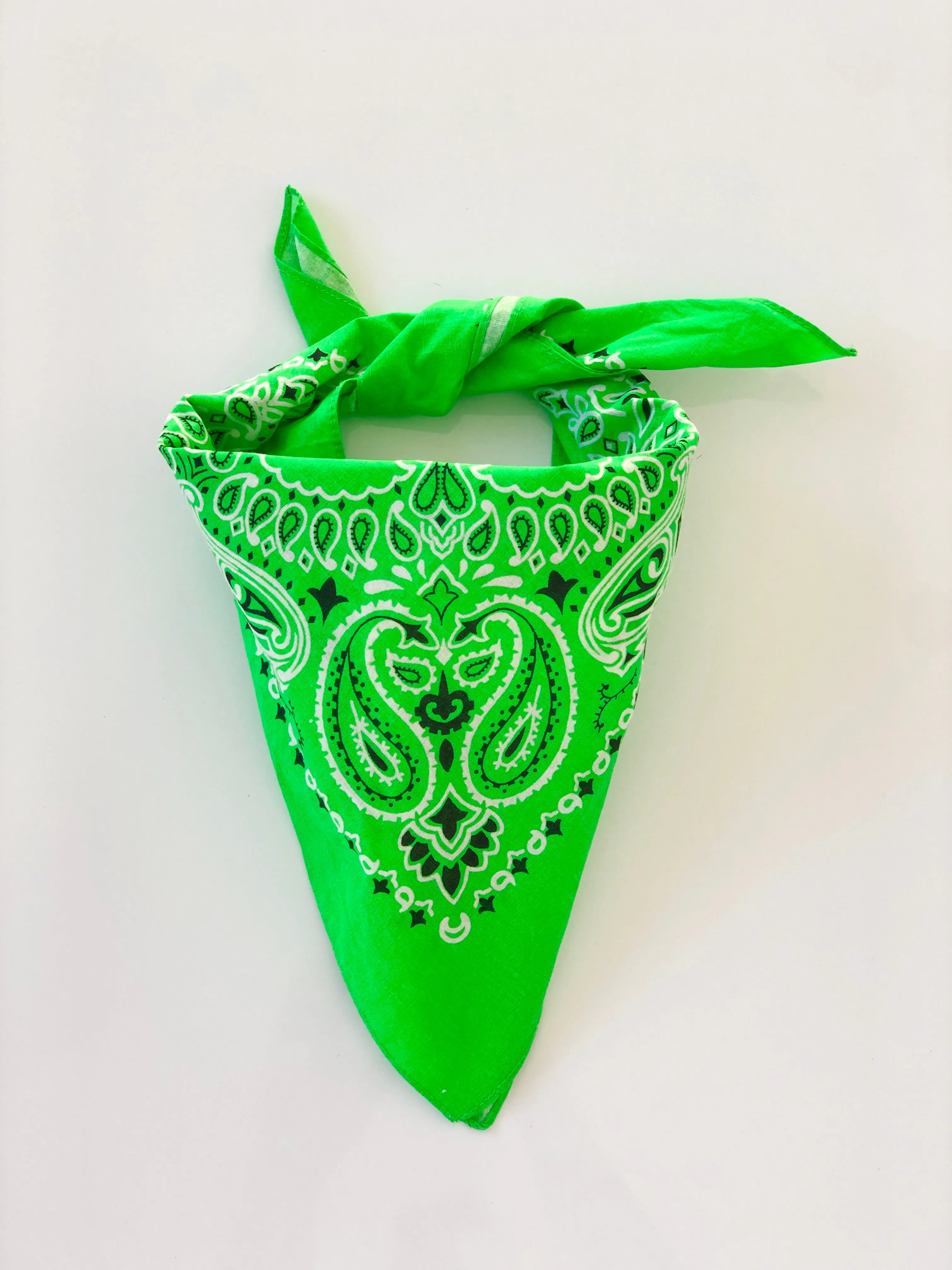 VINTAGE: Cotton Bandana - Bright Green