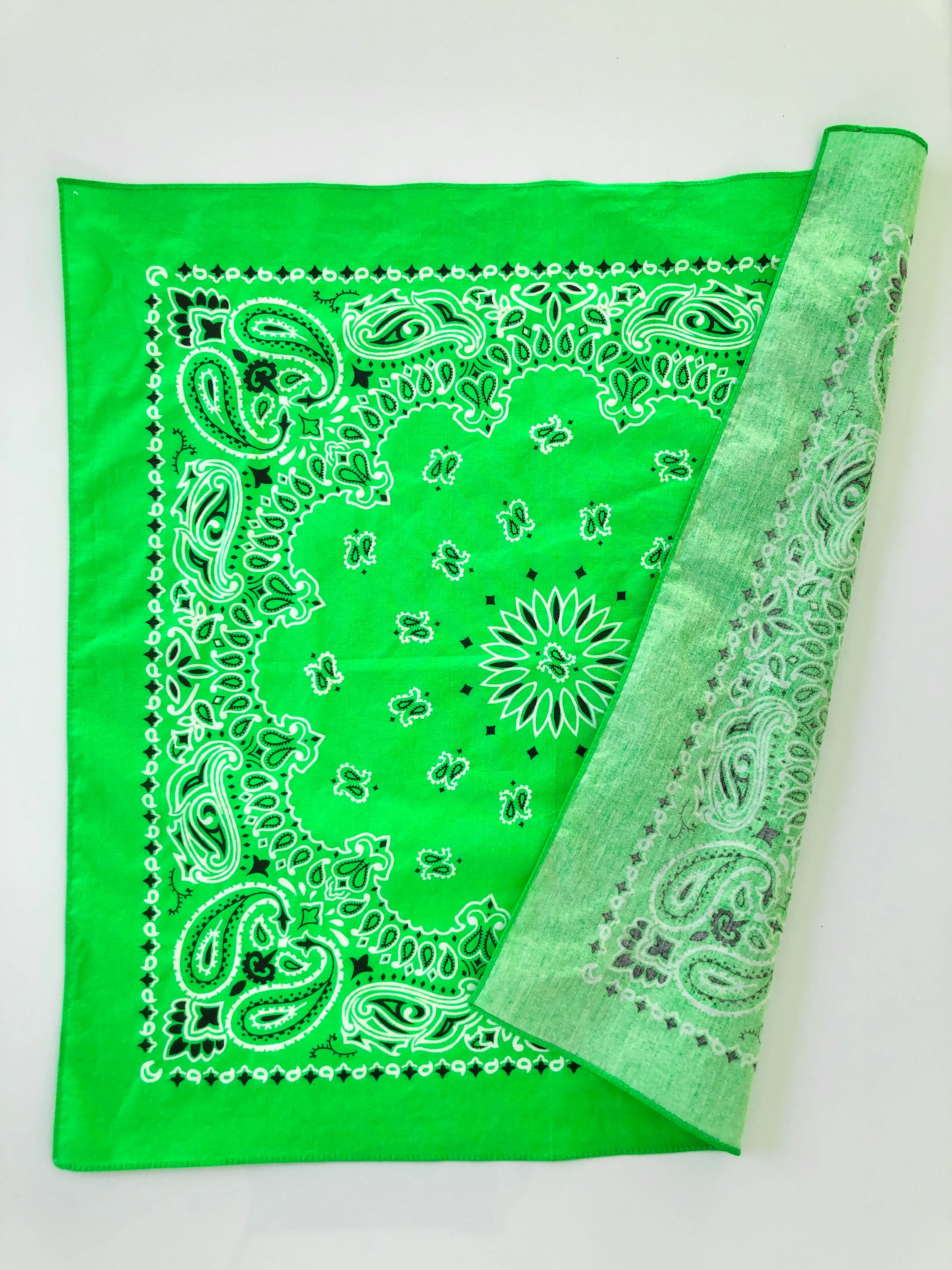 VINTAGE: Cotton Bandana - Bright Green